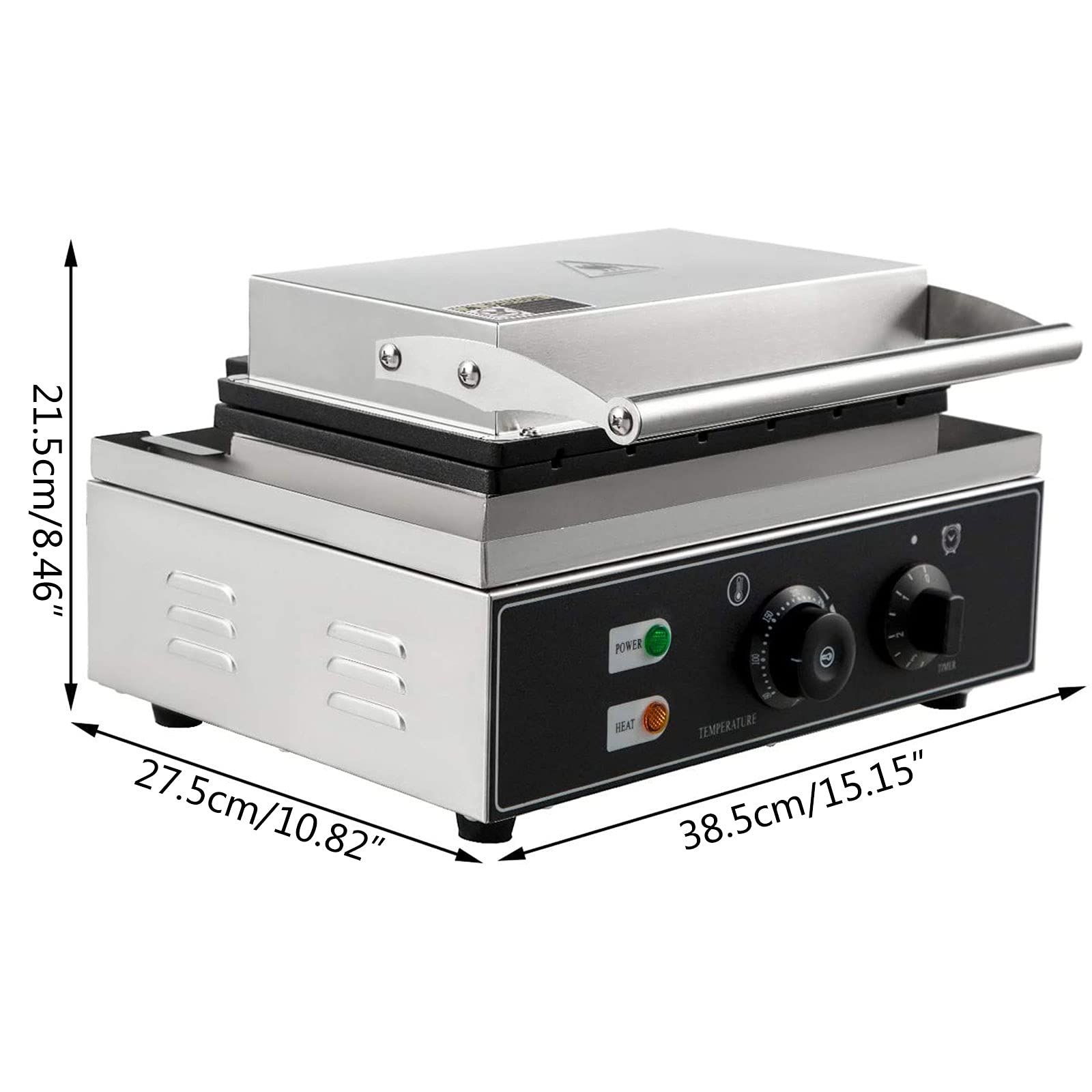 2-in-1 Commercial Sandwich Maker - 1500W Electric Grill & Toaster with Nonstick Plates & Adjustable Temperature - Perfect for Bakeries, Restaurants & Home Breakfast - Make Grilled Cheese, Paninis & Hot Sandwiches Easily