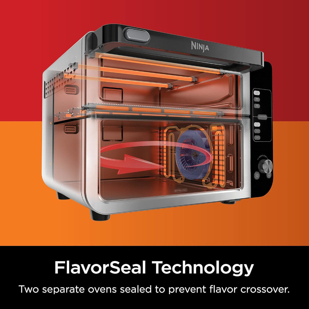 NINJA DCT401 12-in-1 Double Oven with FlexDoor, FlavorSeal & Smart Finish - Certified Refurbished with Home Essentials Warranty - Perfect for Baking, Roasting & Air Frying in Your Kitchen