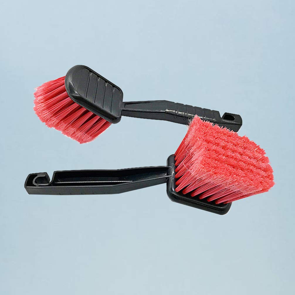 Garneck 2-Pack Car Wheel Cleaning Brushes with Red Head - Heavy Duty Detailing Brush for Car Wheels, Tires, Rims & Interior Accessories - Perfect for Car Wash, Auto Detailing & Dust Removal