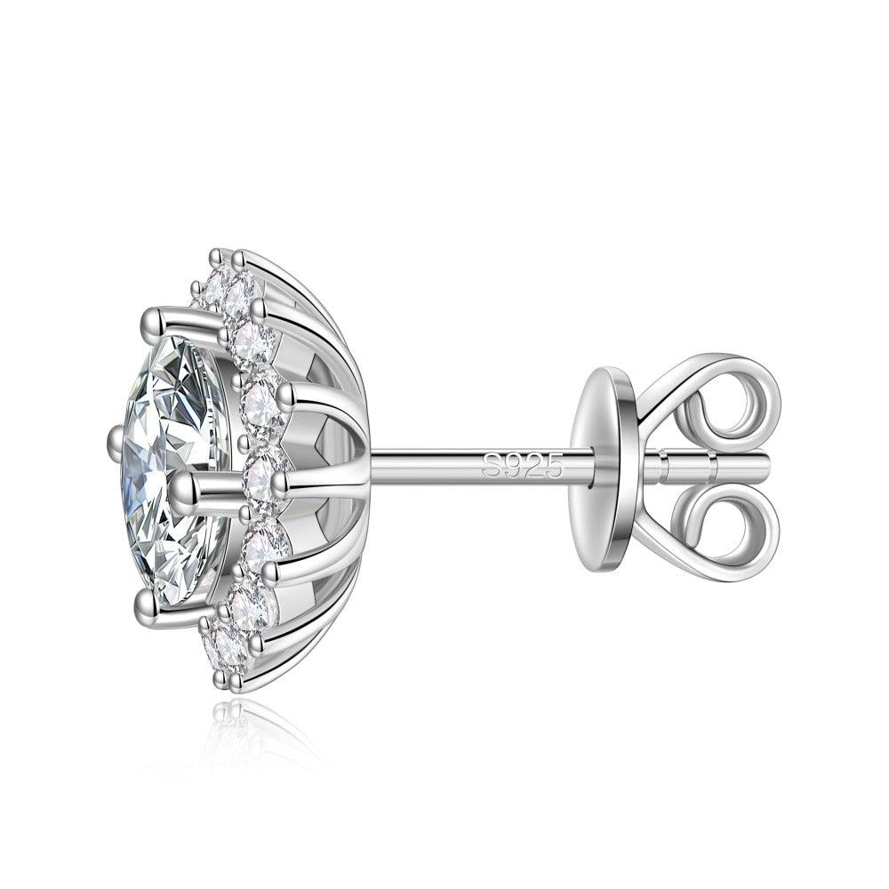 2 Carat (Ctw) Sunflower Round Moissanite Stud Earrings for Women - Hypoallergenic 925 Sterling Silver Jewelry - Perfect for Weddings, Anniversaries & Everyday Elegance