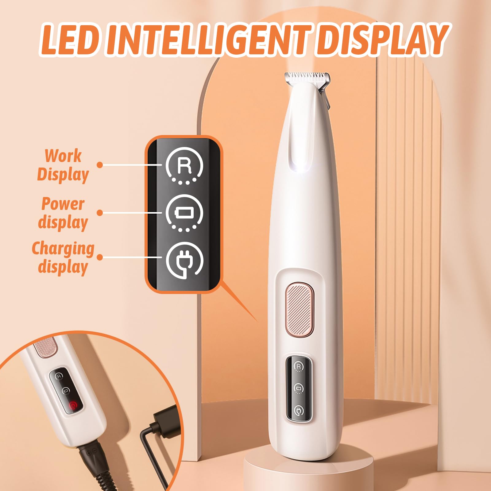 2025 Waterproof Pet Grooming Clipper - Rechargeable Trimmer for Paws, Face & Ears with LED Light - Perfect for Home Pet Care