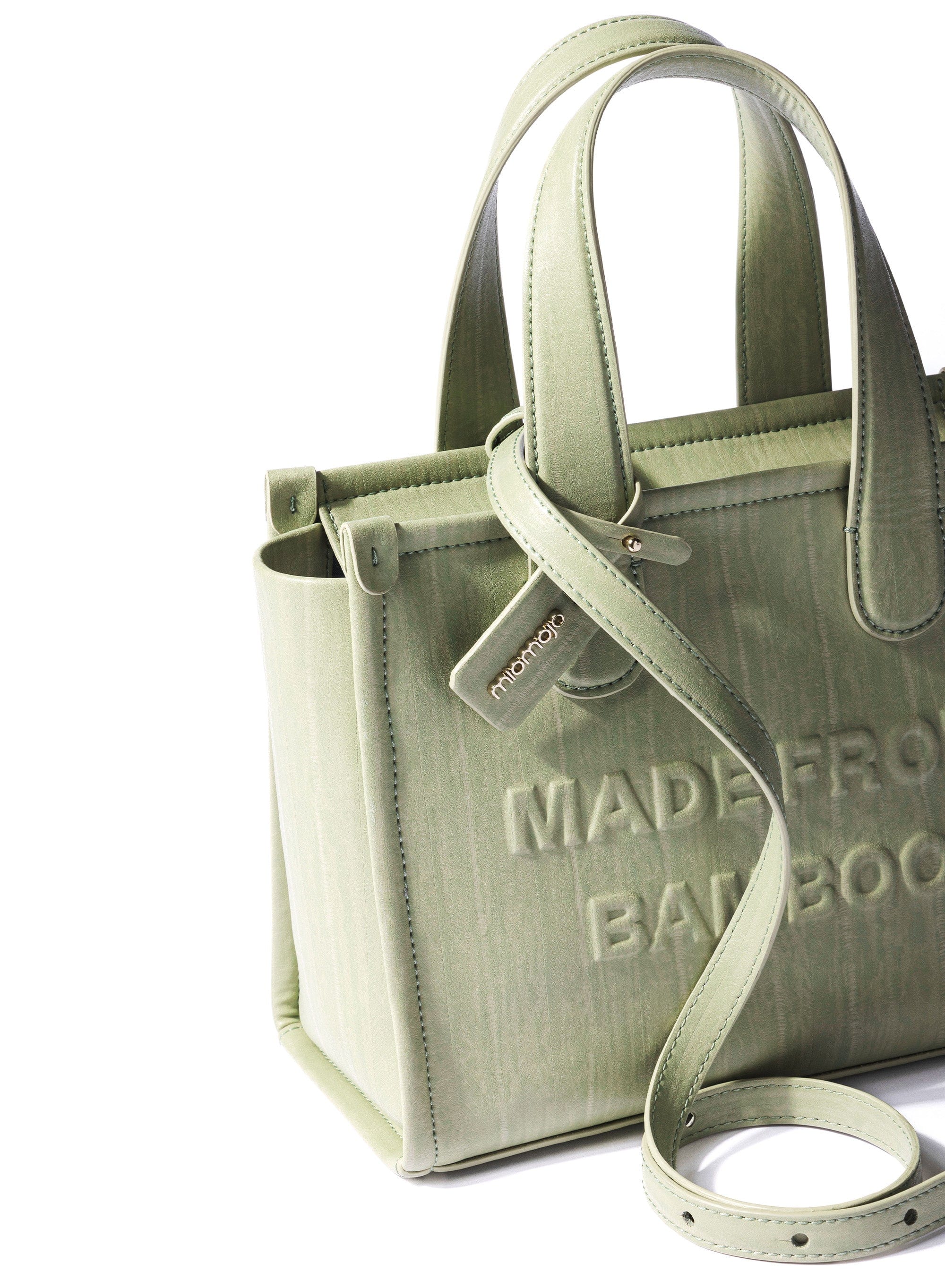 Alma M Vegan Leather Tote Bag - Eco-Friendly Bamboo Leather Handbag for Women, Light Green | Perfect for Work, Travel & Everyday Use