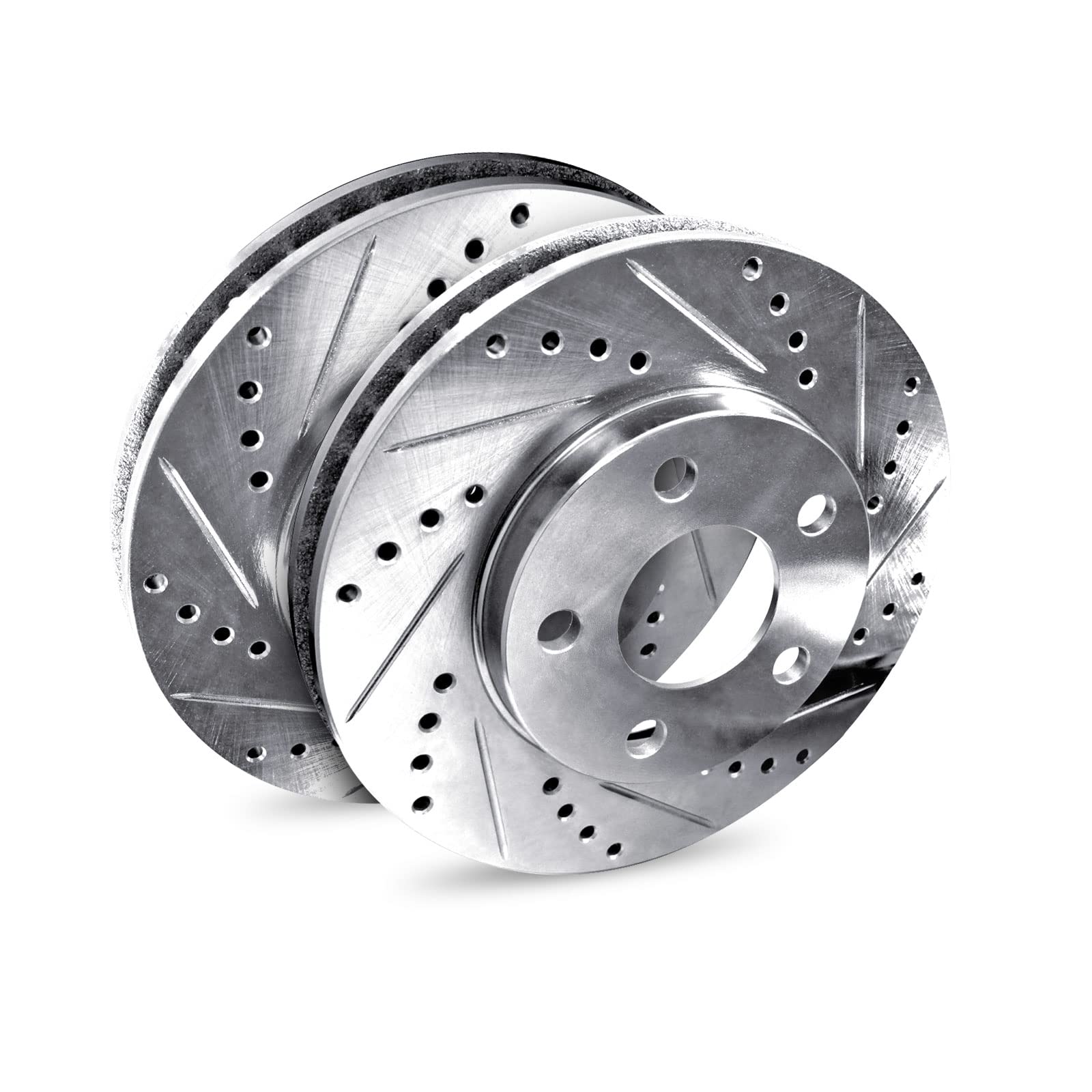 R1 Concepts Rear Kit Brake Rotors - Drilled & Slotted Performance Rotors (REC.63056.01) for Enhanced Stopping Power - Perfect for High-Performance Vehicles, Racing, and Daily Driving