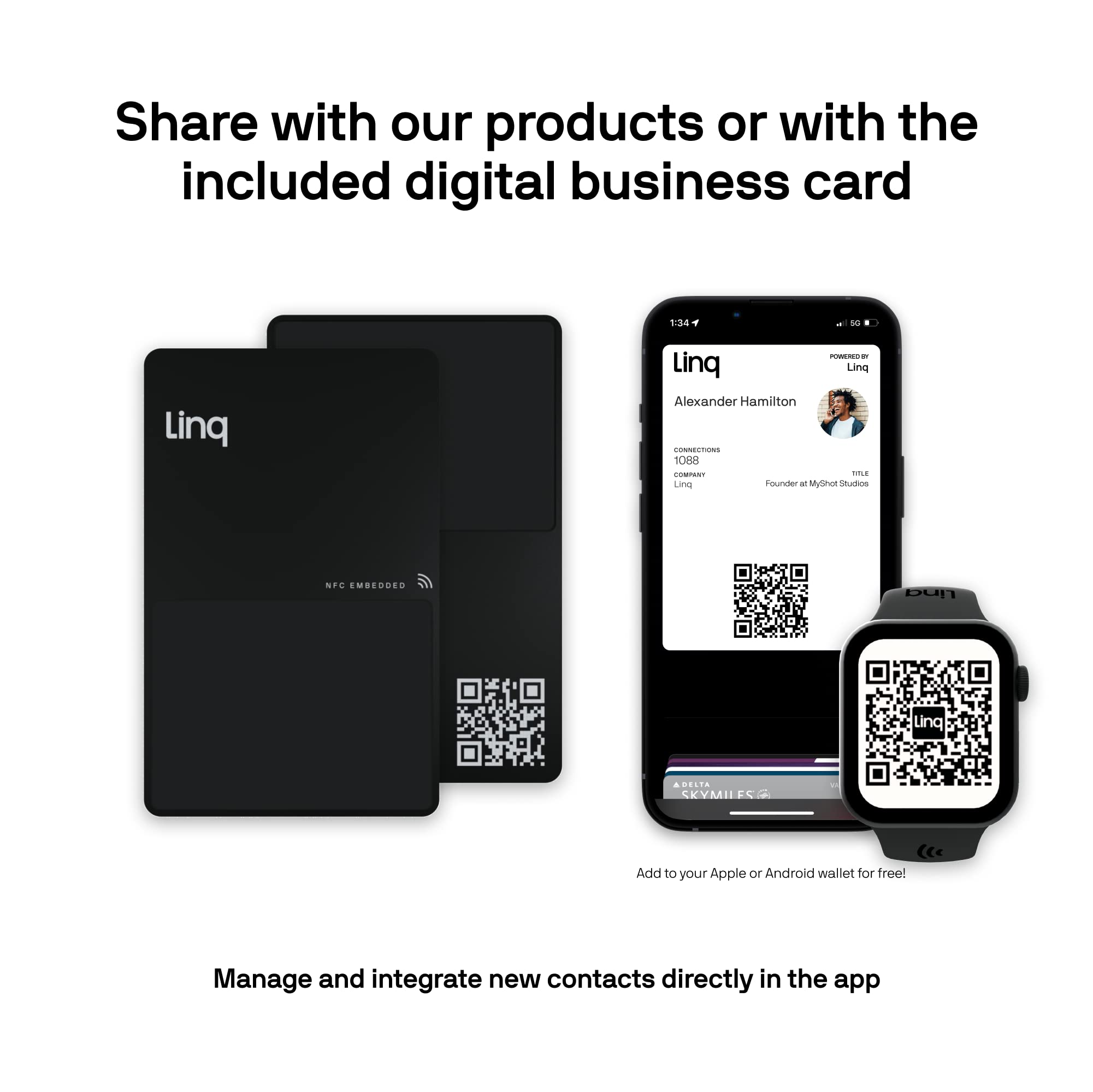 Linq Premium Stainless Steel Digital Business Card - Smart NFC Contact Sharing Card for Networking Professionals | Black Steel | Perfect for Conferences, Sales Meetings & Networking Events