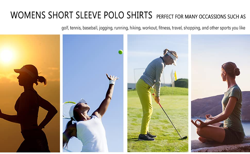 FASKUNOIE Women's Short Sleeve Polo Shirts - 4 Button Collared Casual Top, Breathable Quick Dry Golf Tee for Work, Gym & Outdoor Activities