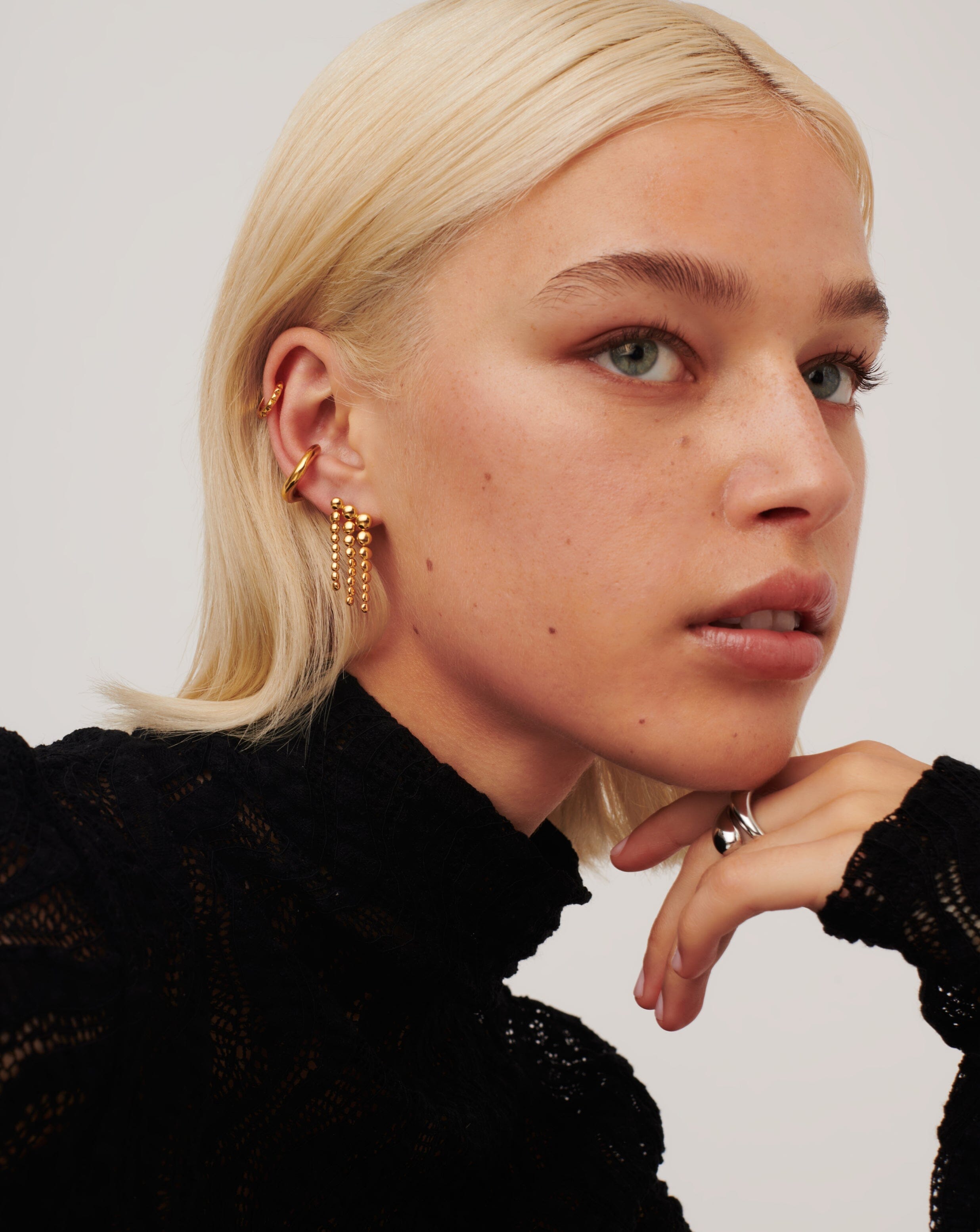 18k Gold Vermeil Beaded Waterfall Drop Earrings for Women – Elegant Dangling Jewelry for Parties, Weddings & Special Occasions