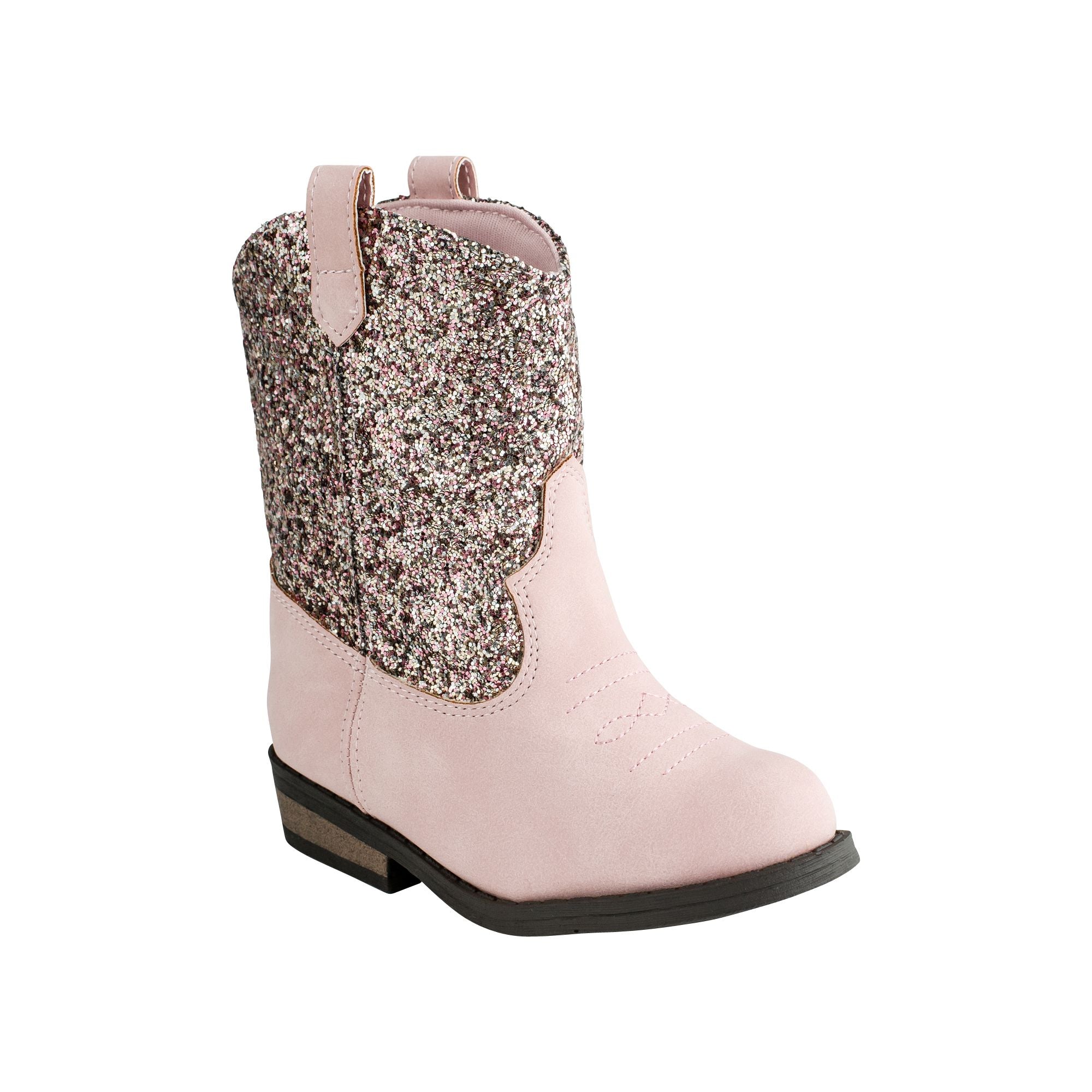 Distressed Western Cowboy Boots for Women - Pink Glitter Cowgirl Boots | Perfect for Country Concerts, Rodeos & Western Fashion
