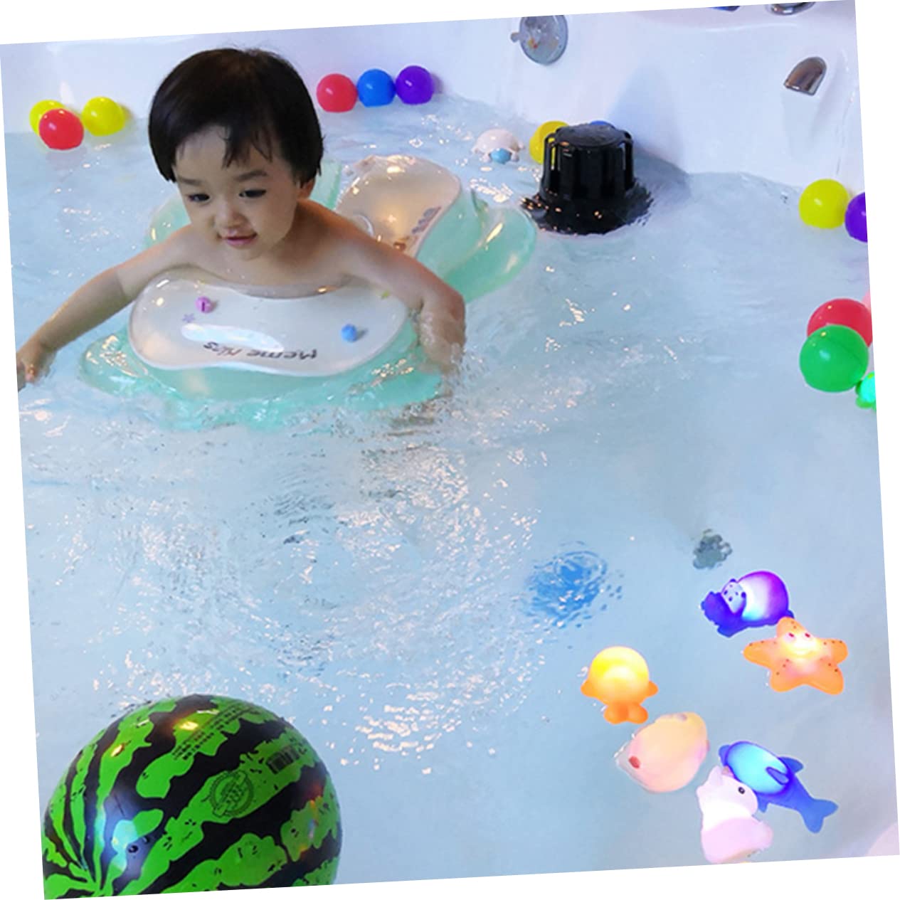 DRESSOOS 5-Piece Bath Toys Set - Light Up Floating Vinyl Bathtub Toy Holder Basket for Kids | Fun Bath Time & Pool Play Accessories