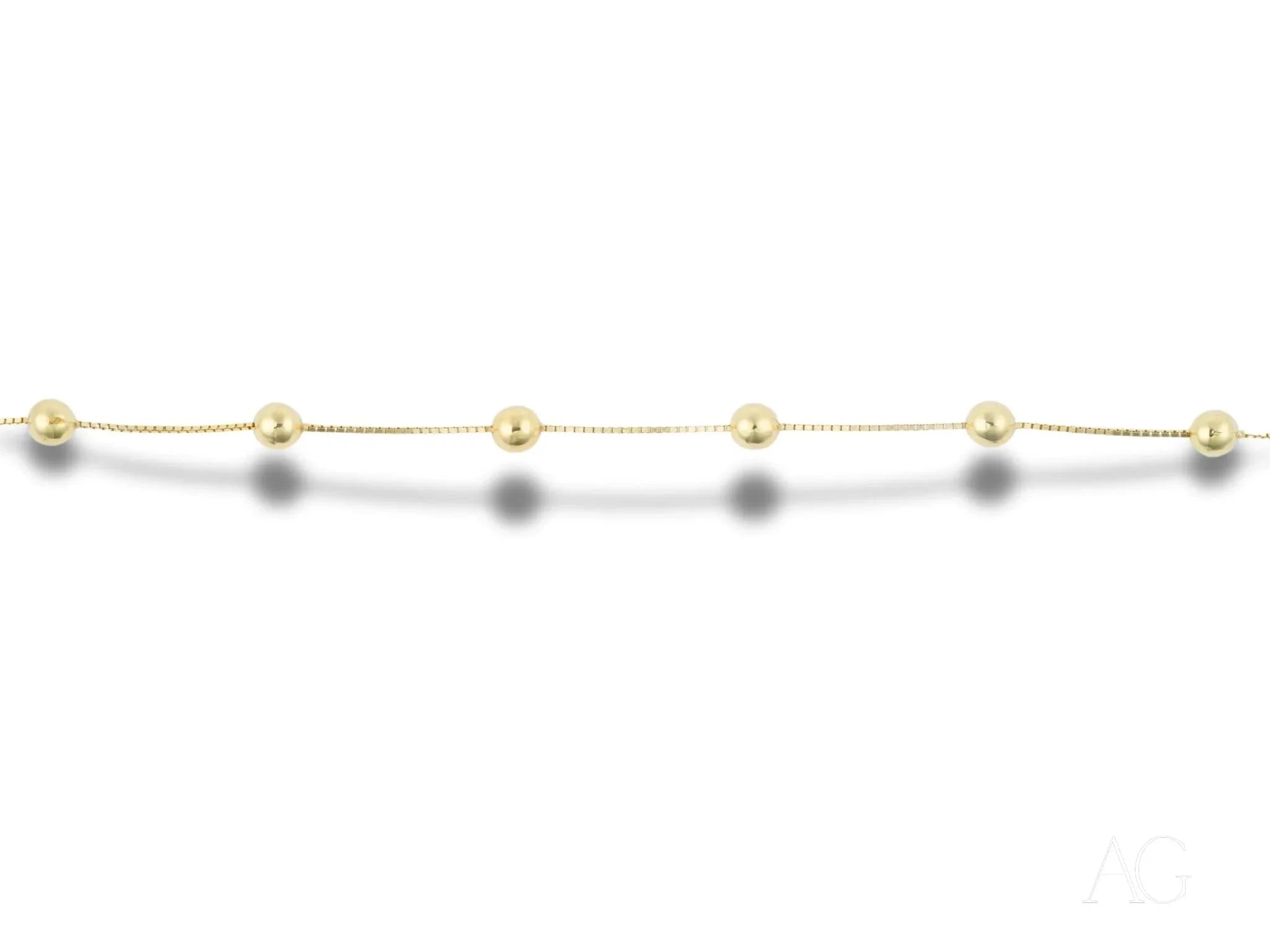 18K Gold Bracelet with Polished Spheres - Elegant & Dainty Jewelry for Women - Perfect for Weddings, Parties & Everyday Wear