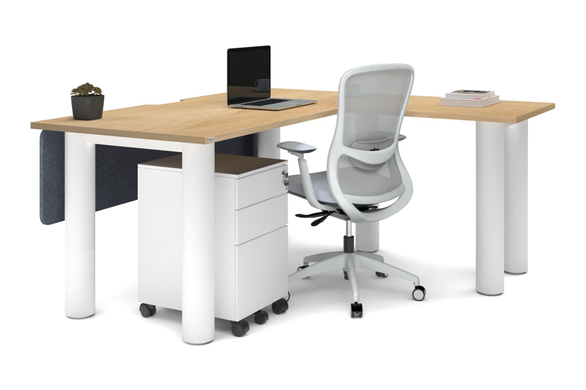 Premium L-Shaped Corner Office Desk with Quadro Cylinder Legs - 1600L x 1550W Workstation with Cable Management Scallop - Perfect for Home Office, Study Room & Small Business Workspace