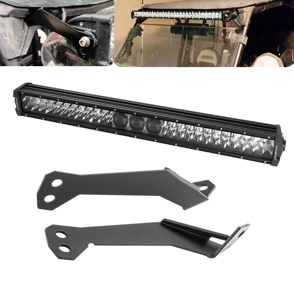 32 Inch 5D PRO Series Dual Row LED Light Bar with Roof Windshield Mounting Brackets Kit - Compatible with 2014-2021 RZR XP 1000, RZR XP 4 1000, 2016-2021 RZR 900 & RZR S 1000 - Off-Road Lighting for Night Driving & Adventure Trail Riding