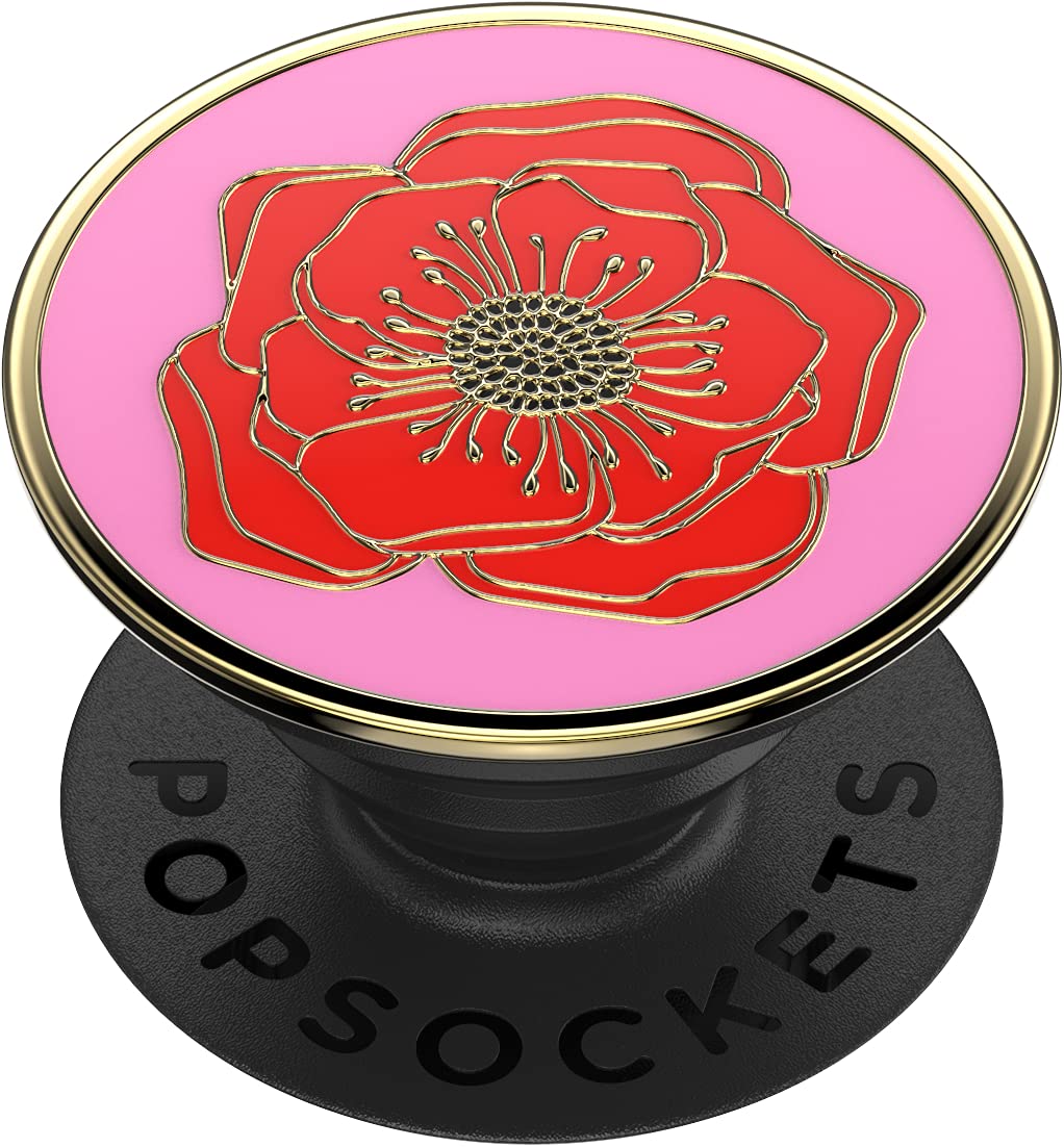 PopSockets Expanding Phone Grip with Kickstand - Big Poppy Enamel Design for Secure Phone Hold & Stand | Perfect for Selfies, Videos, and Hands-Free Viewing