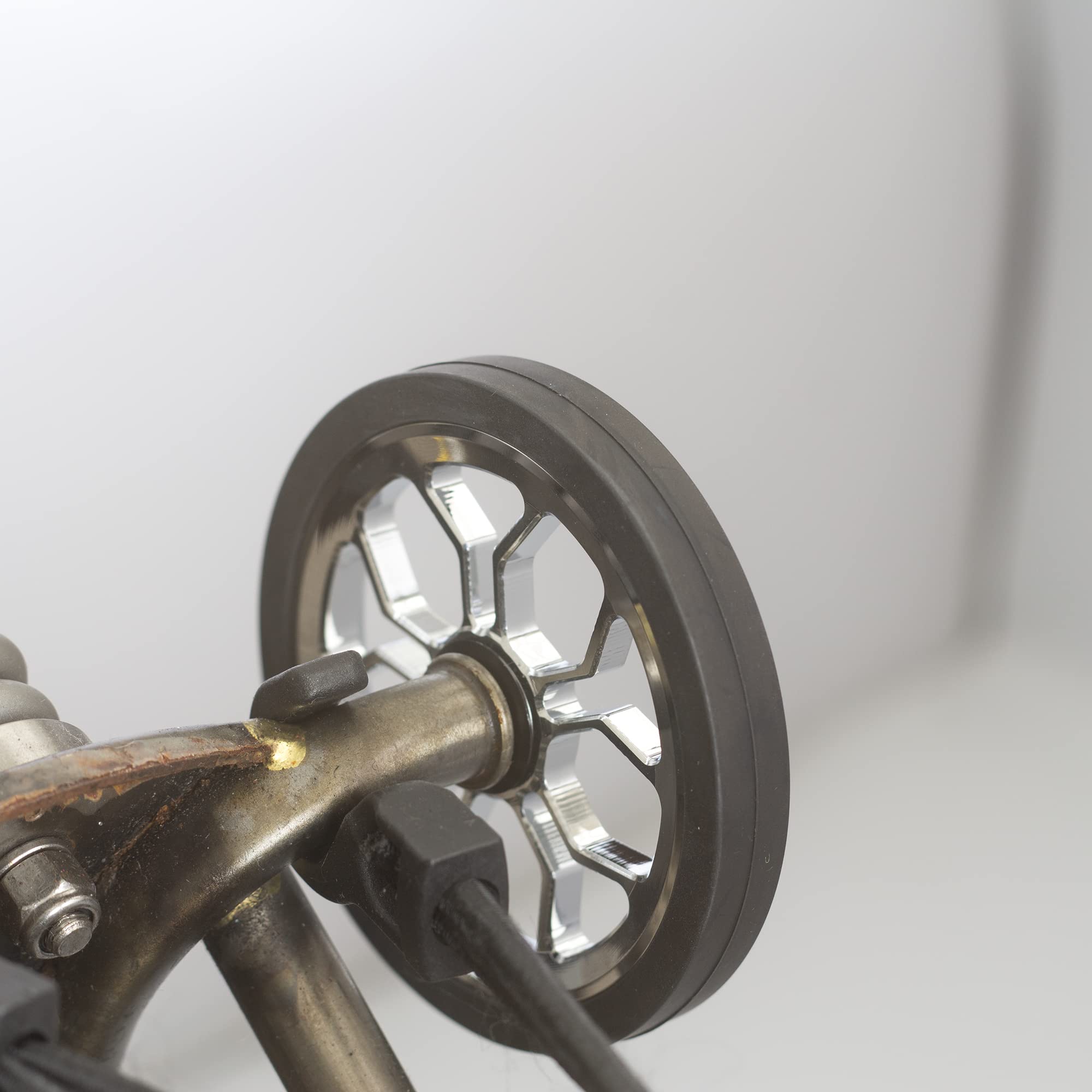 82mm Wide Easy Wheels for Brompton Folding Bike - Silver Replacement Wheels for Smooth Rolling & Easy Maneuvering - Perfect for Commuting, Travel & Urban Cycling