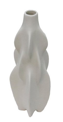 White Ceramic Roko Vase 12x12x27cm - Elegant Home Decor for Living Room, Dining Table & Office