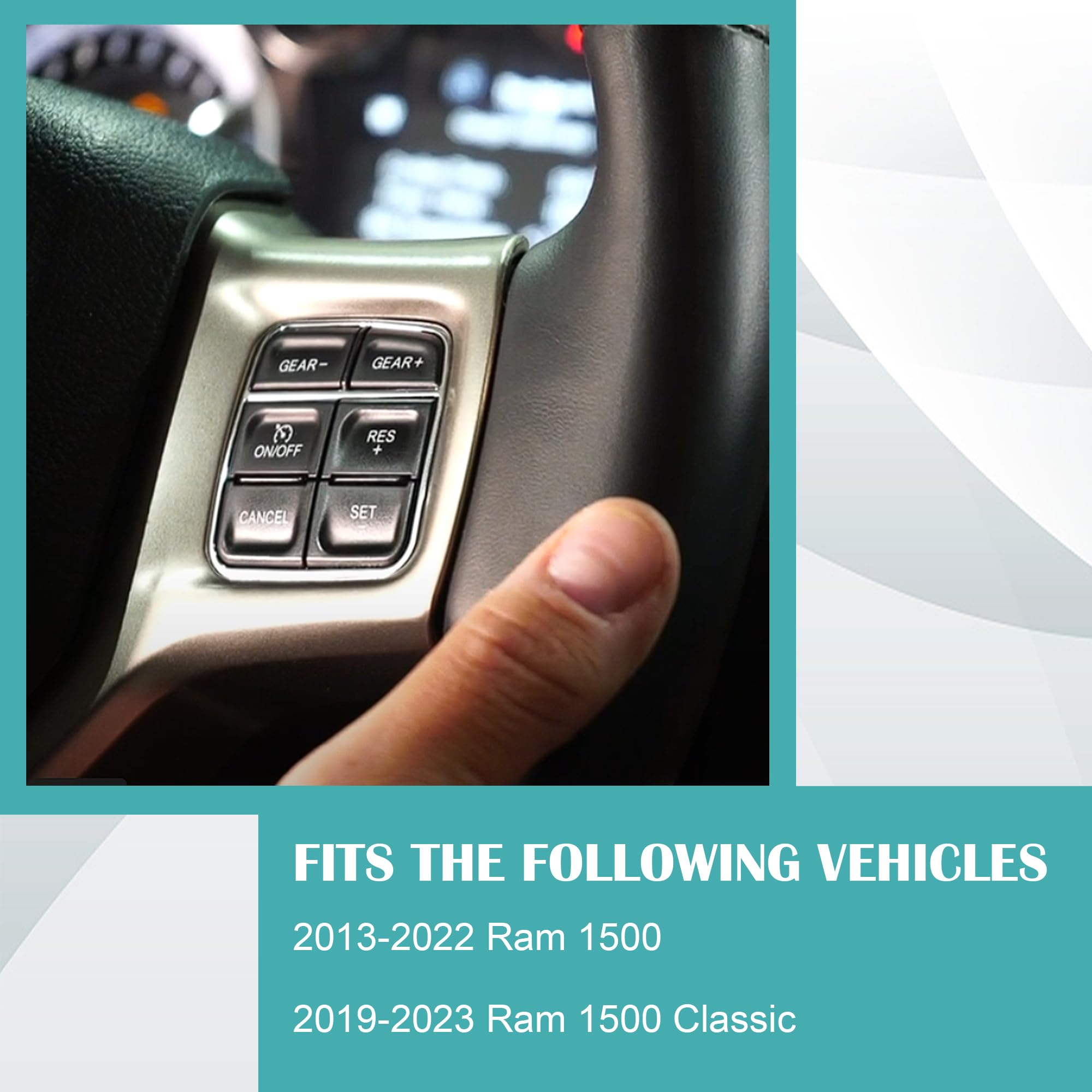 Cruise Control Steering Wheel Switch Compatible with 2013-2022 Ram 1500 & 2019-2023 Ram 1500 Classic - Replaces OEM #68111384AB, 68111384AA, CCA1384 - Perfect for Highway Driving & Long Road Trips