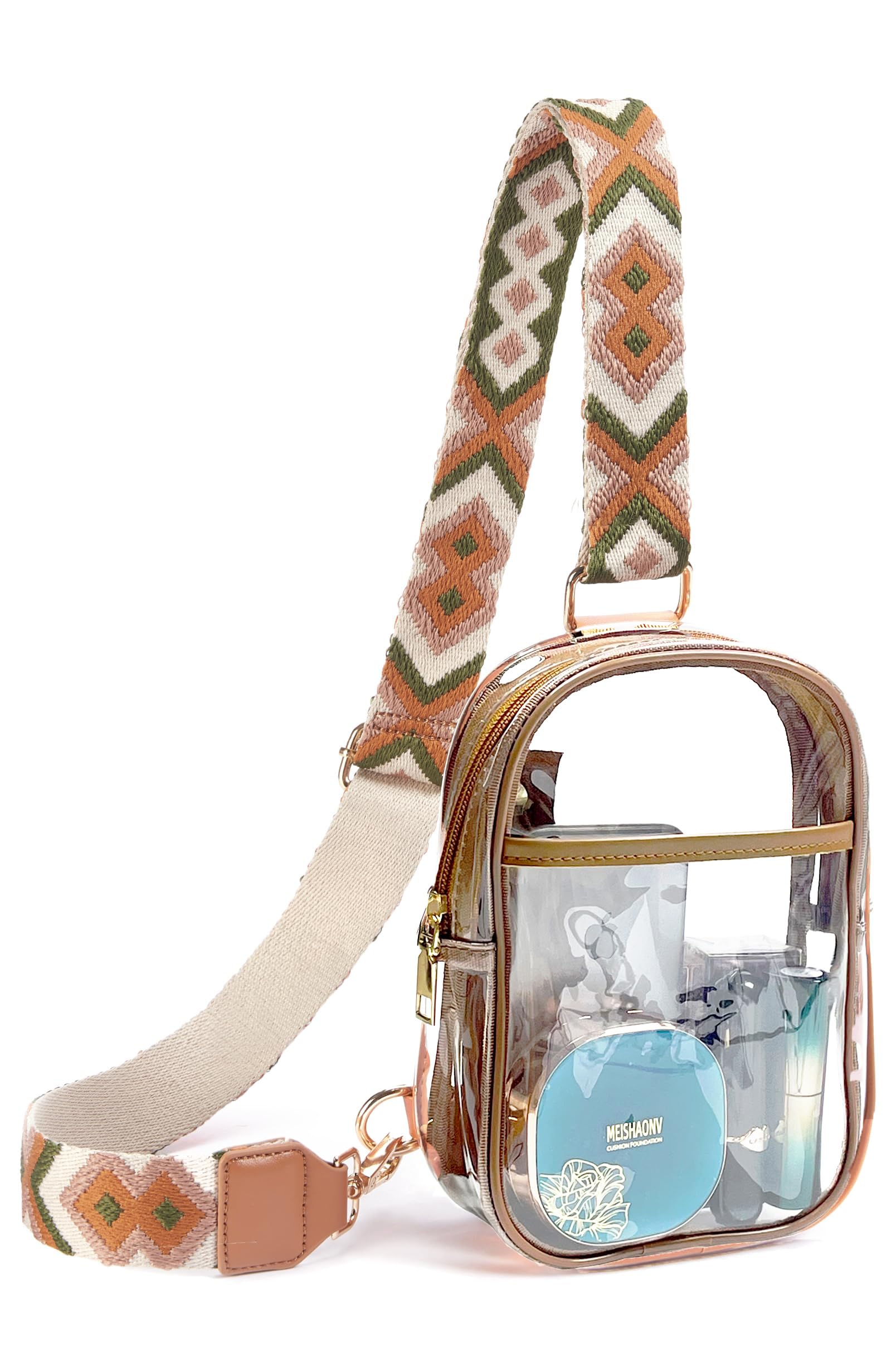 Clear Stadium Approved Crossbody Bag for Women - Adjustable Strap Sling Pack - Perfect for Concerts, Sports Games & Theme Park Events