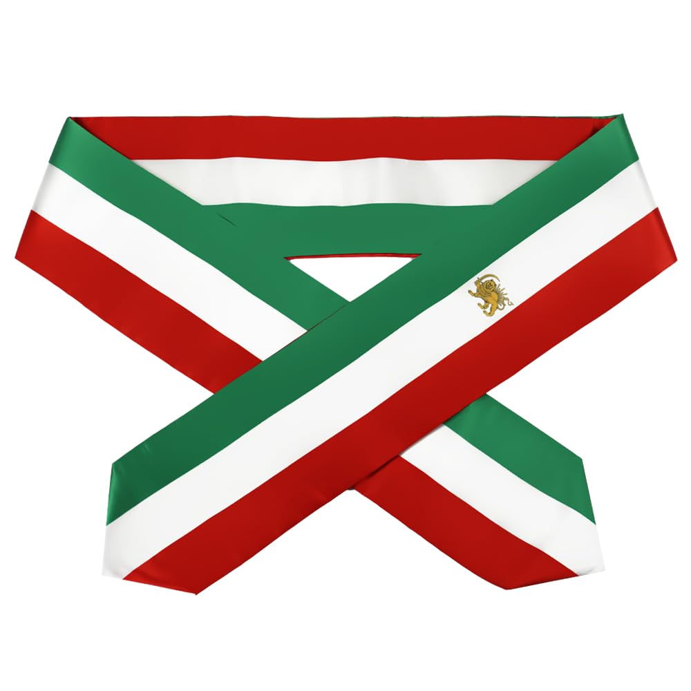 Iranian Flag Graduation Stole - 180x13cm Double Sided Sash for International Students - Perfect for Study Abroad Graduation Ceremonies, Cultural Events & Gift Giving