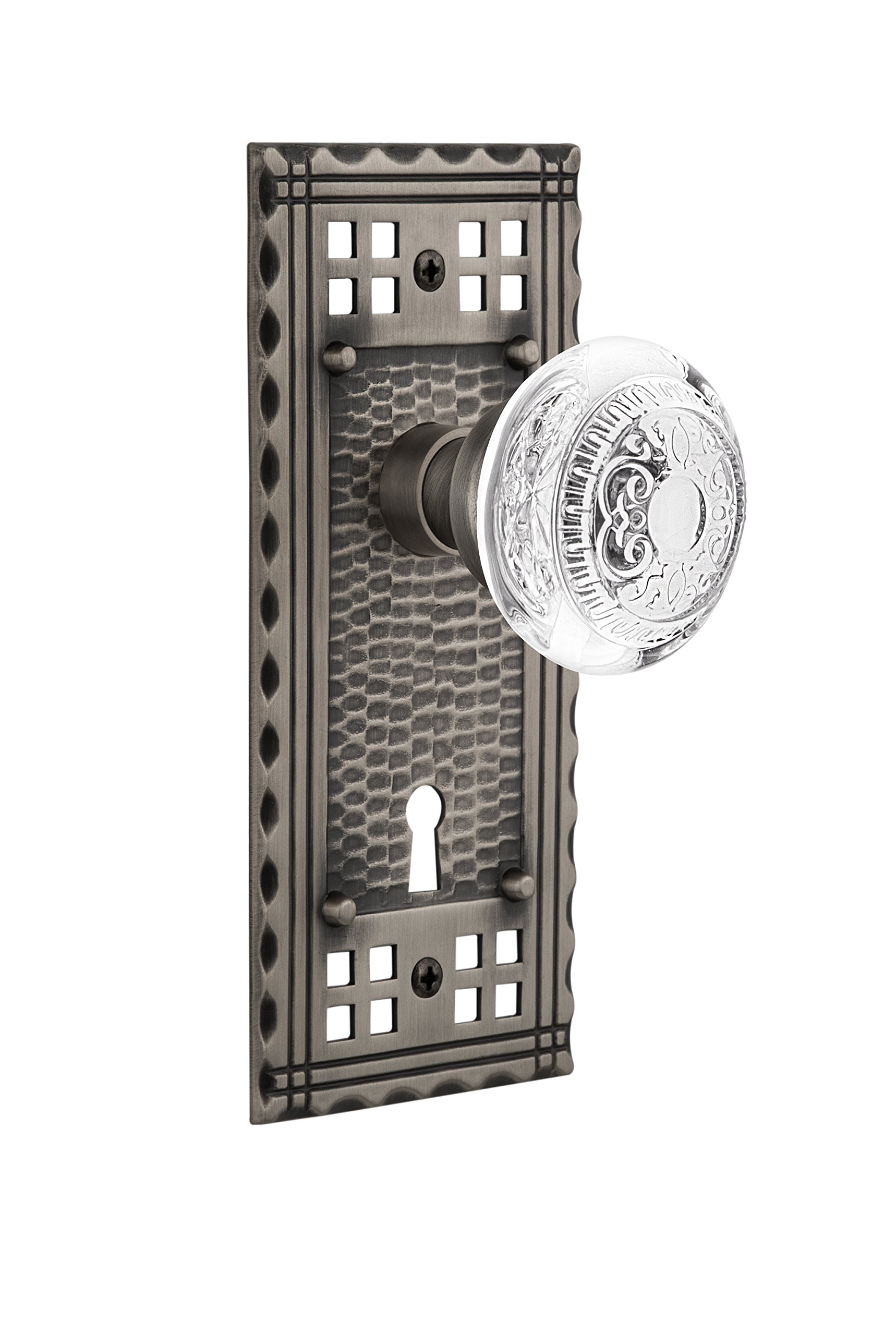 Nostalgic Warehouse 750471 Craftsman Plate with Keyhole Crystal Egg & Dart Knob - 2.75