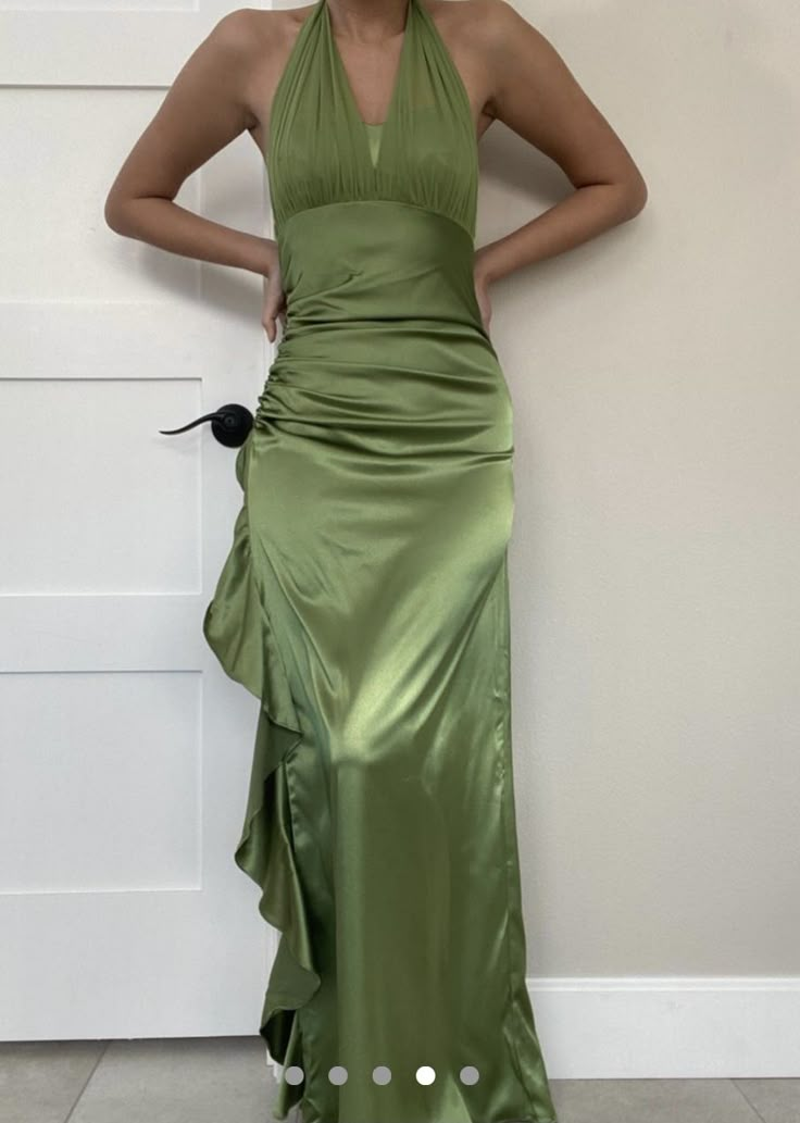 Elegant Halter Ruffle Green Prom Dress - Formal Evening Gown J6357 for Homecoming, Ball & Special Occasions
