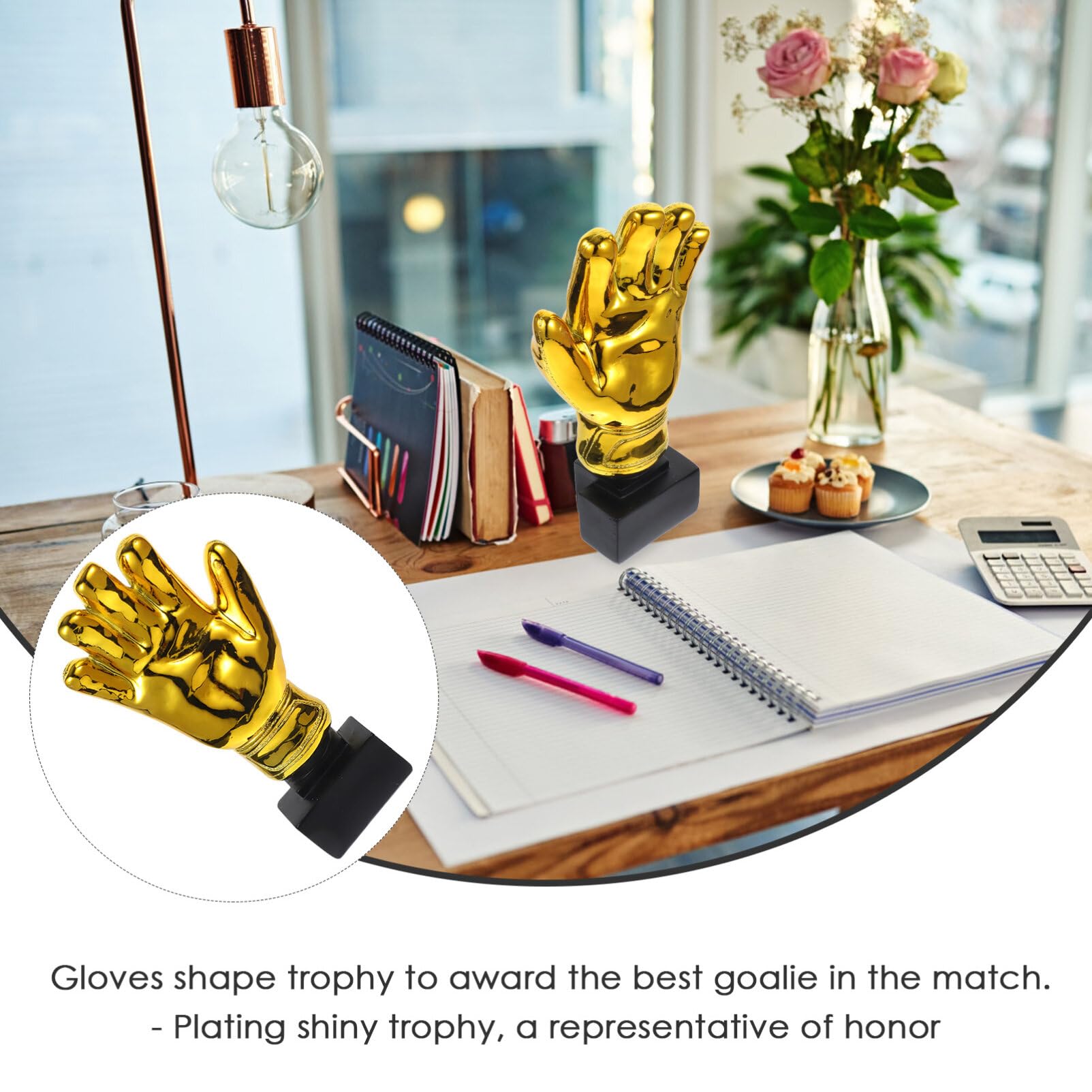 Gold Plated Goalkeeper Trophy Cup with Resin Base - Soccer Goalie Gloves Design for Awards, Prizes & Tournaments | Perfect for Soccer Matches, Sports Banquets & Championship Celebrations