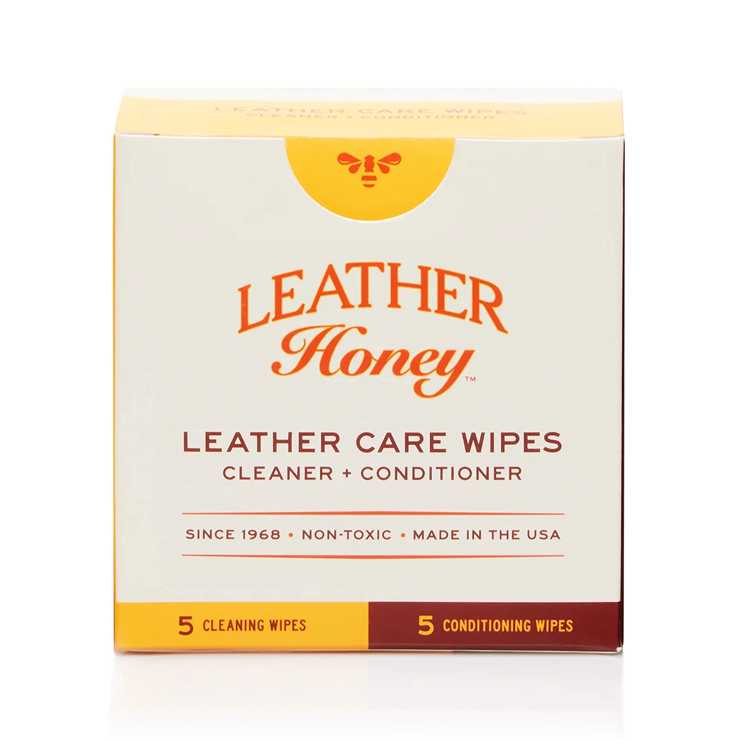 Leather Honey Conditioning & Cleaning Wipes Combo - Leather Care Kit for Furniture, Car Seats & Bags | Premium Leather Cleaner & Conditioner Wipes Set