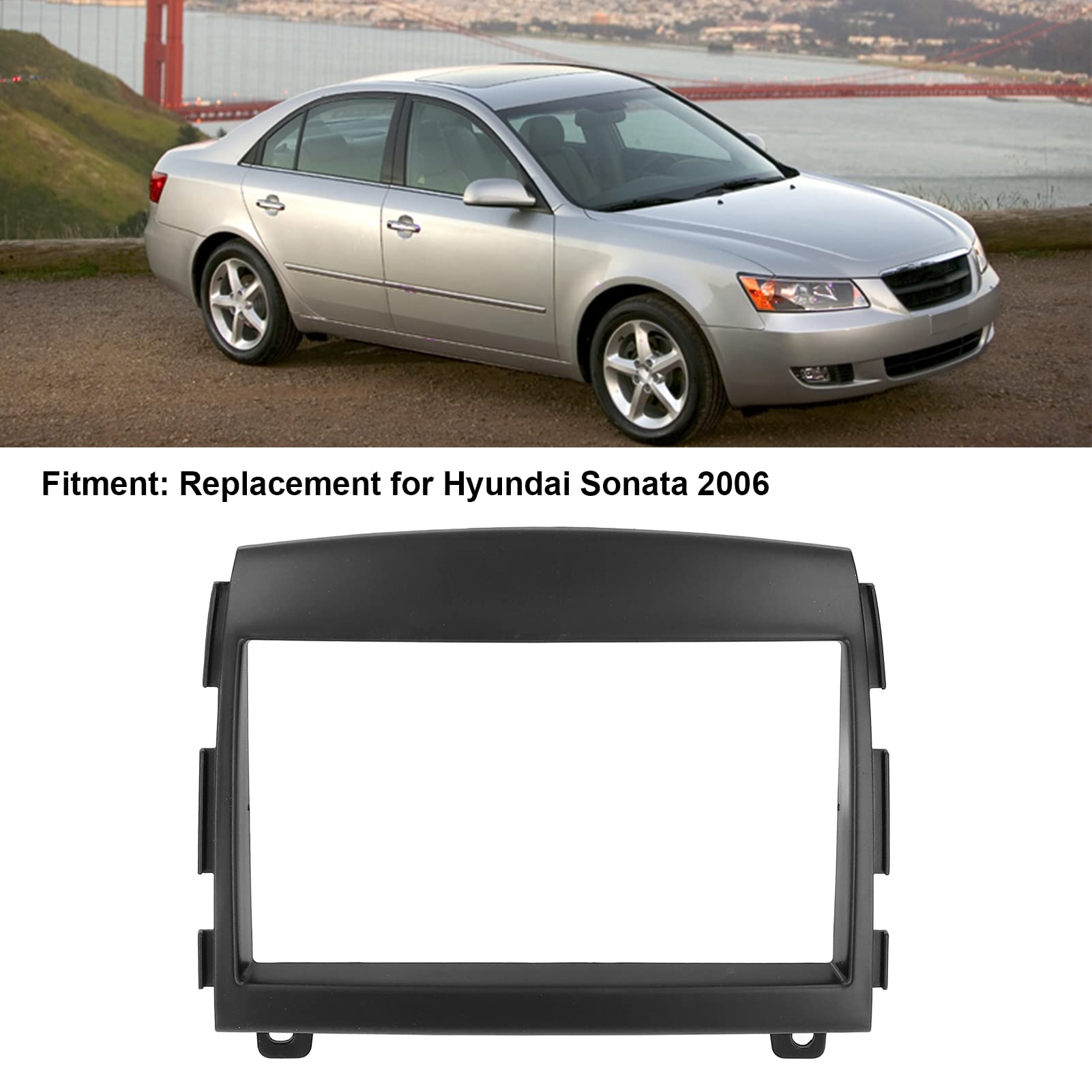 Yctze 2DIN ABS Car Stereo Radio Fascia Panel Frame - Compatible with 2006 Hyundai Sonata | CD/DVD Player Installation | Dash Modification & Audio Upgrade Accessory