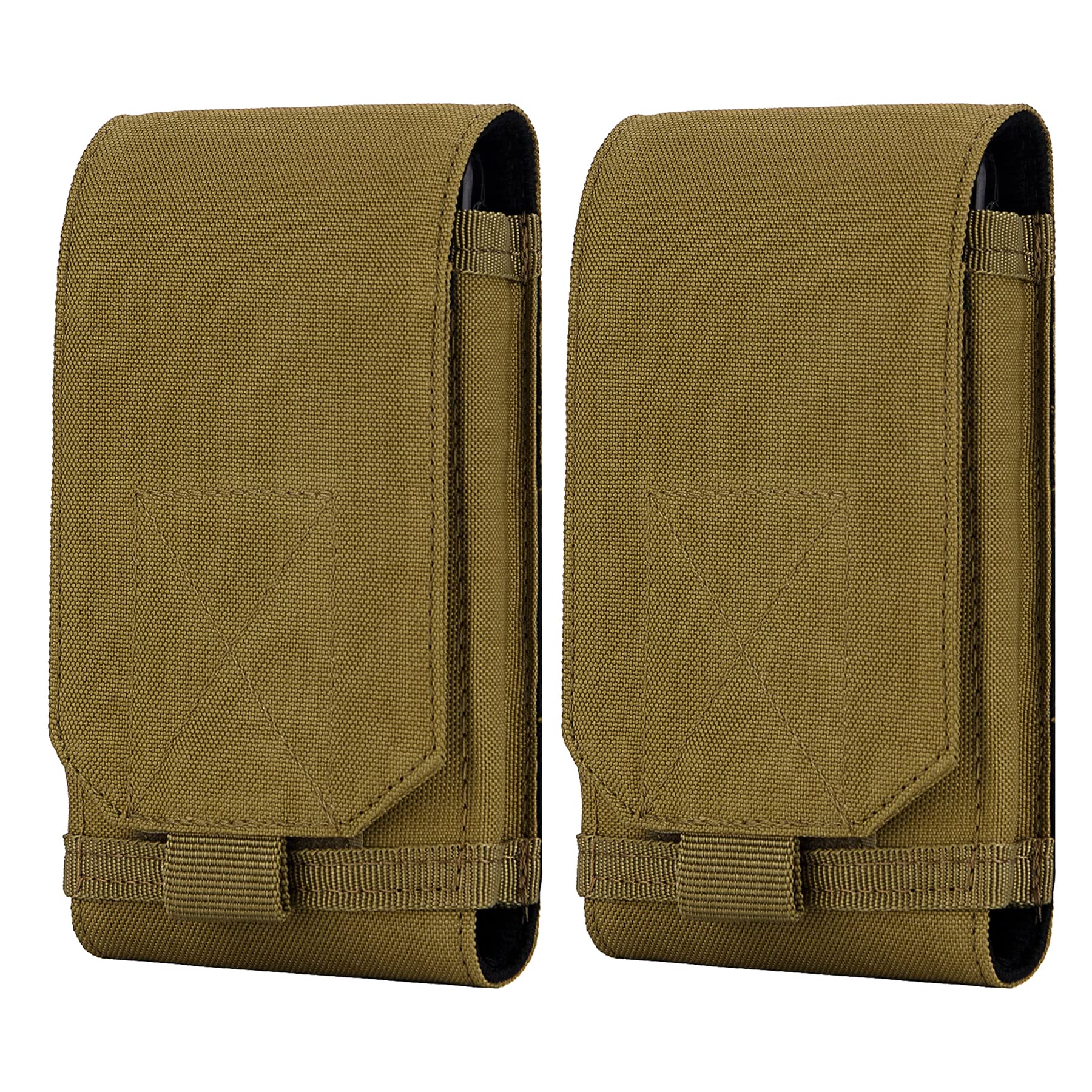 IronSeals 2 Pack Tactical Molle Phone Holster Pouch - Universal Waist Bag for iPhone 16 Pro Max/16 Pro/15 Pro Max/14 Pro Max/14 Pro/13 Pro Max/12 Pro Max & Samsung S24/S23/S22/S21 (Size L) - Perfect for Hiking, Camping, Running & Outdoor Activities