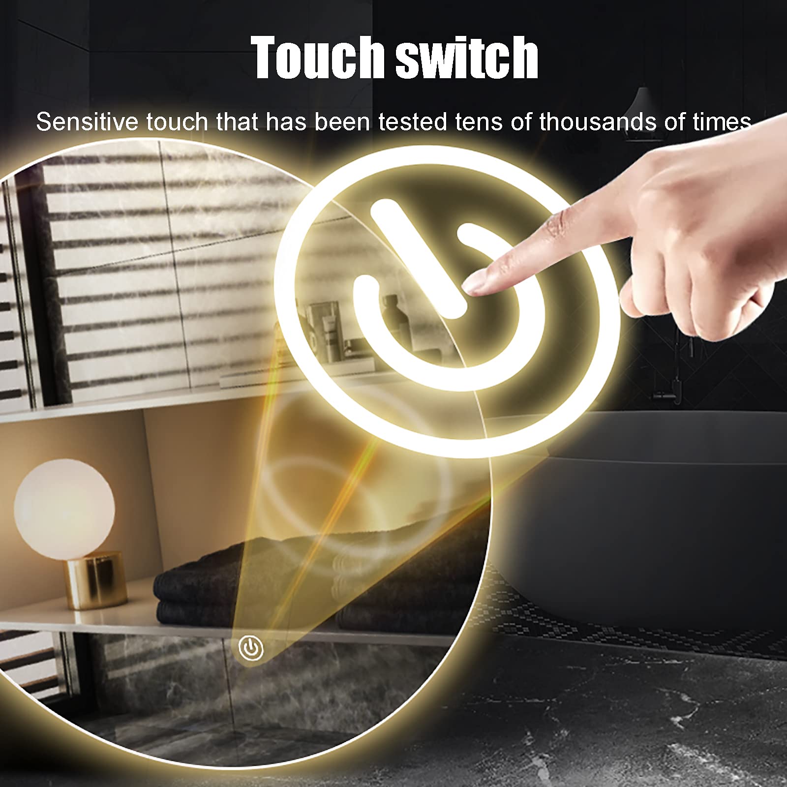32 Inch LED Bathroom Mirror with Lights - Frameless Wall Mounted Round Makeup Mirror, Smart Anti-Fog Vanity Mirror with Dimmable Memory Touch Button (White/Warm Light) - Perfect for Modern Bathrooms, Dressing Rooms & Vanity Areas