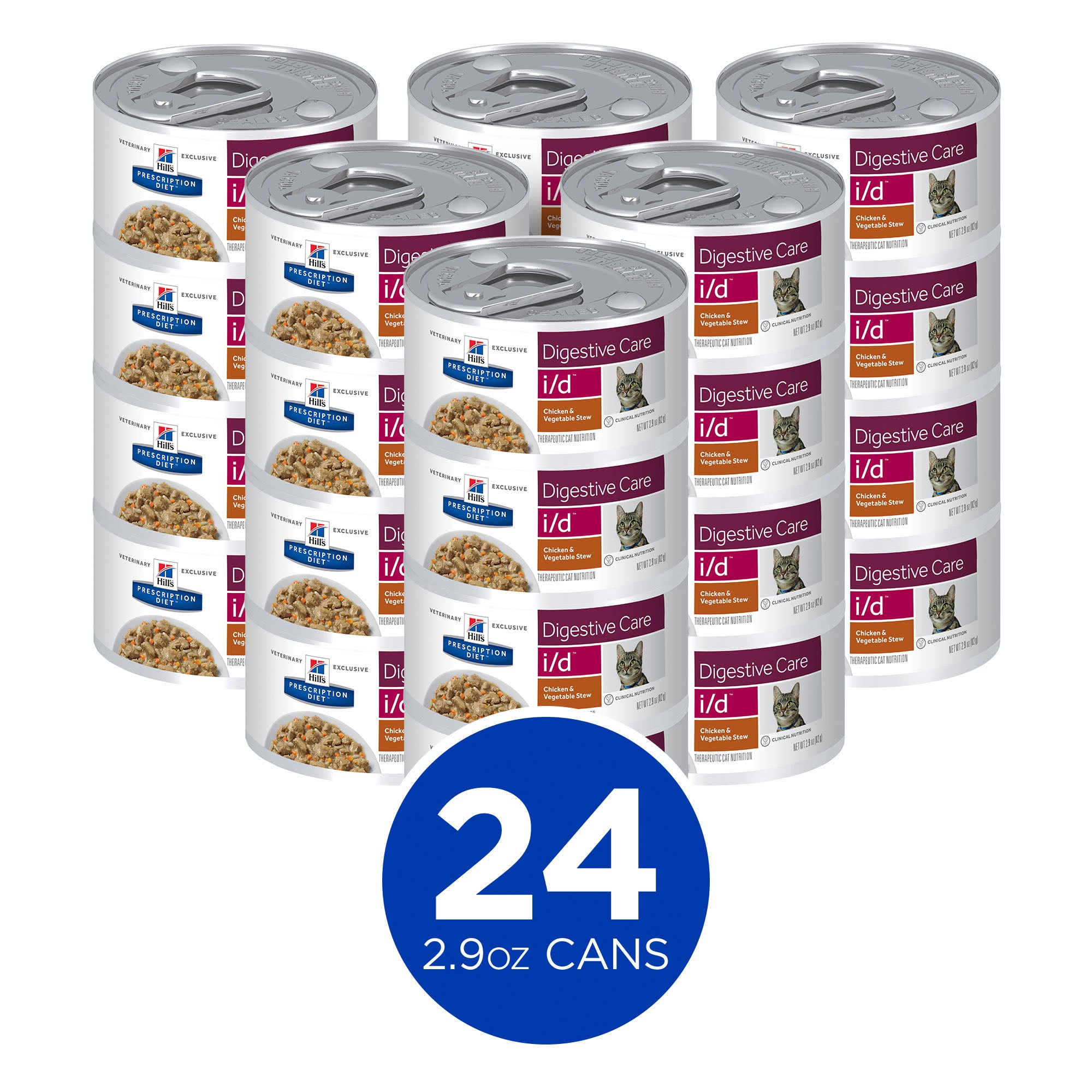 Hill's Science Diet Feline I/D Chicken & Vegetable Stew Wet Cat Food - 2.9oz (24 Cans) | Digestive Care for Cats | Perfect for Sensitive Stomachs & Recovery