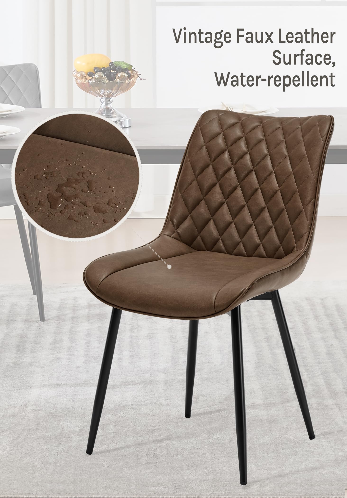 WOLTU 2-Piece Dining Chair Set - Brown Leatherette Kitchen Counter Chairs with Backrest & Padded Seat for Living Room, Lounge & Reception Areas | Perfect for Breakfast Nooks, Kitchen Islands & Small Spaces