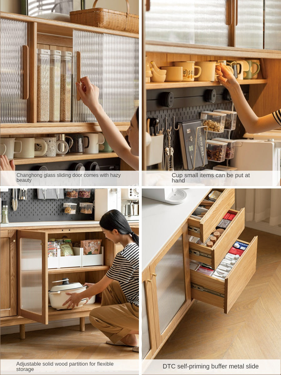 Solid Oak Wood Rock Plate Storage Cabinet - High Capacity Organizer for Kitchen, Living Room, or Office