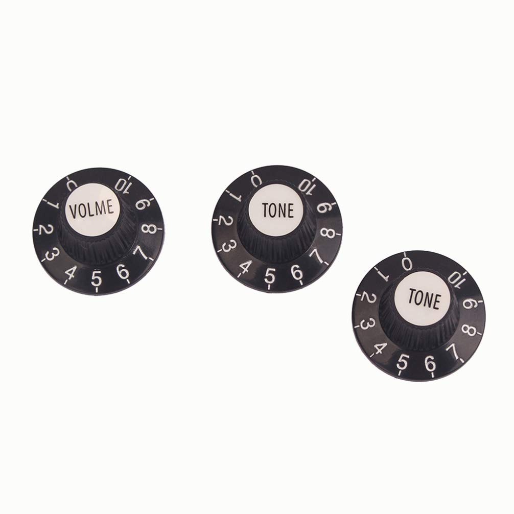 Milisten 3-Piece Guitar Knob Set - Volume & Tone Control Knobs for Electric Guitar & Bass - Black Replacement Amplifier Knobs - Perfect for Stage Performances & Home Studio Recording