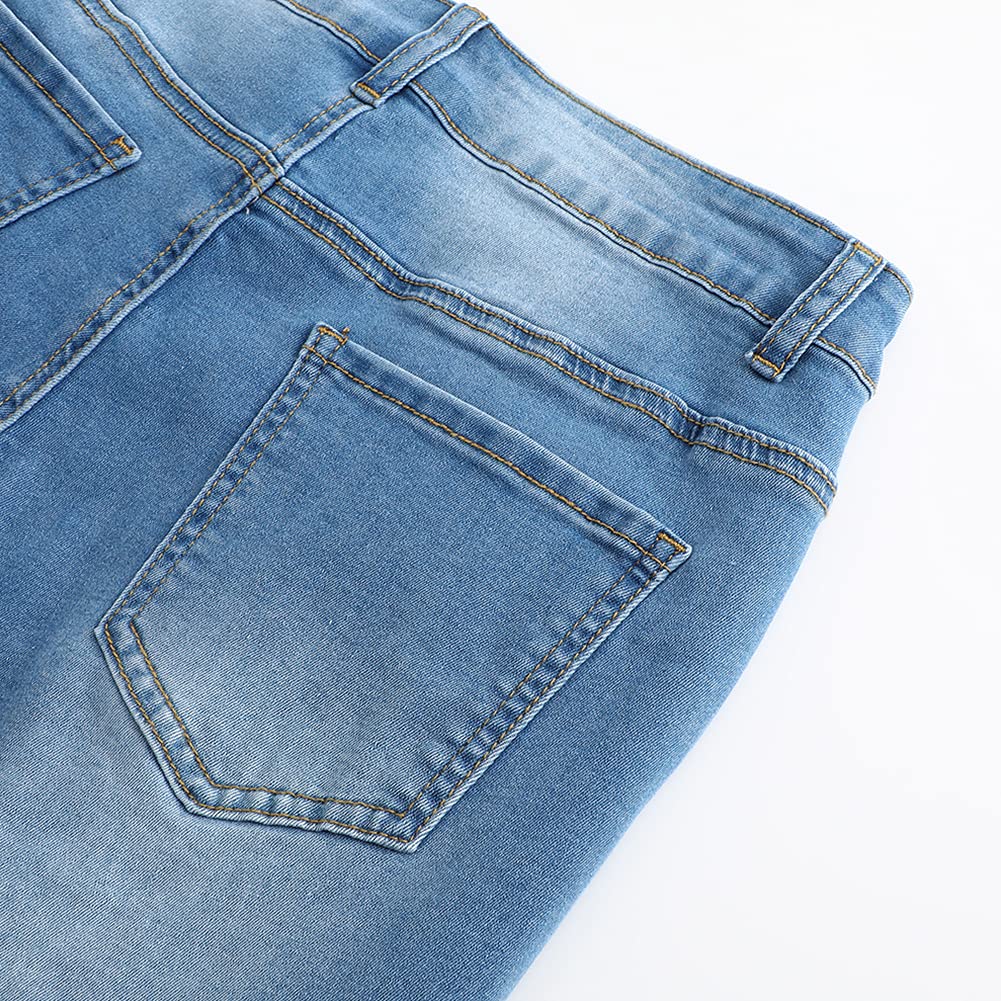 THUNDER STAR Women's Denim Bermuda Shorts - Mid Rise Distressed Jeans with Raw Hem | Casual Summer Outfit, Beach Wear & Street Style Fashion