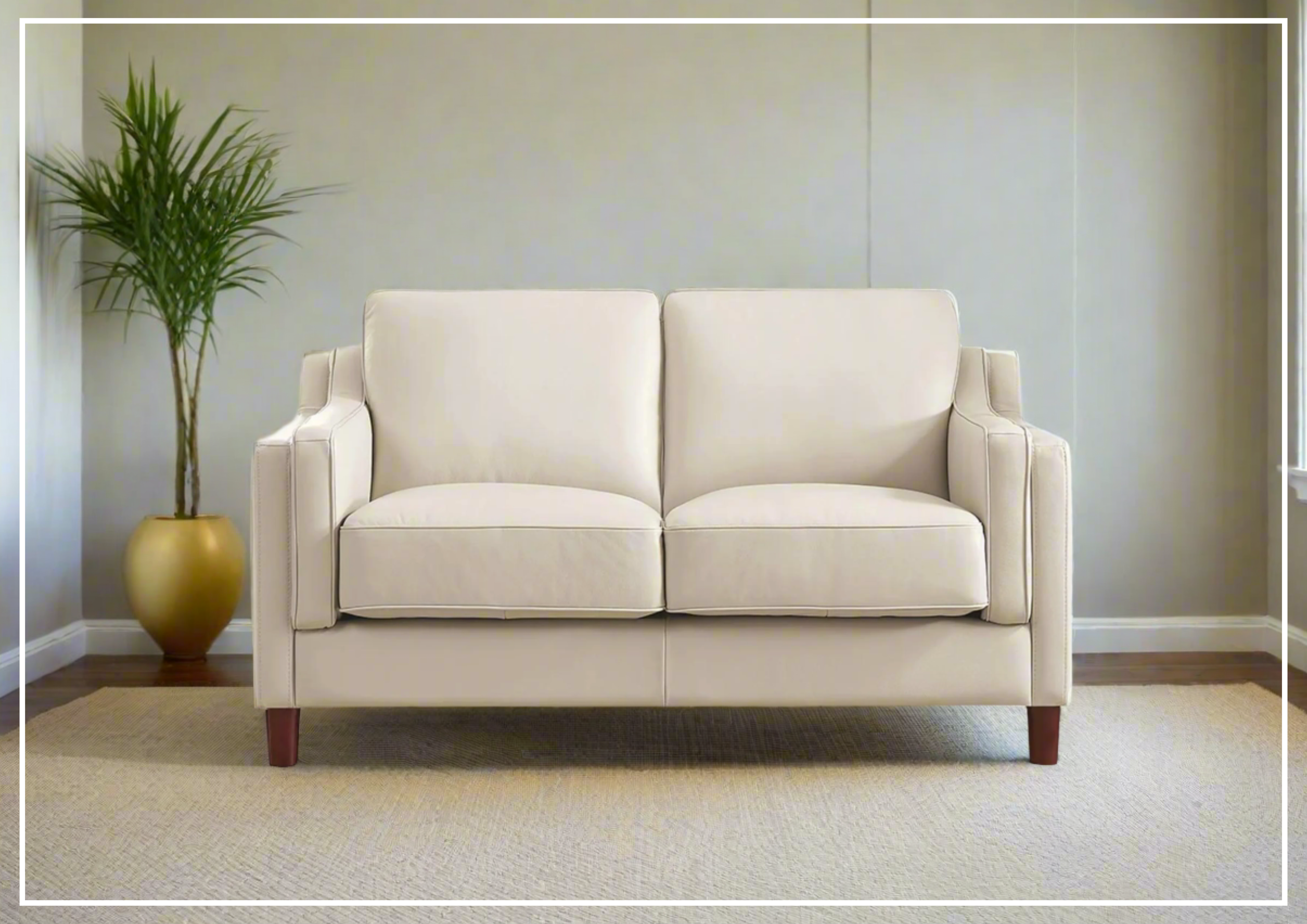 Hydeline Bella Stationary Leather Loveseat with Track Arms - Premium Faux Leather Sofa for Living Room, Office & Small Spaces - Comfortable Two-Seater Couch for Relaxing & Entertaining