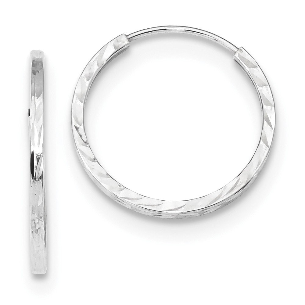 14K White Gold Shiny-Cut Square Tube Endless Hoop Earrings for Women - Hypoallergenic Luxury Jewelry Gift for Birthday, Anniversary & Special Occasions