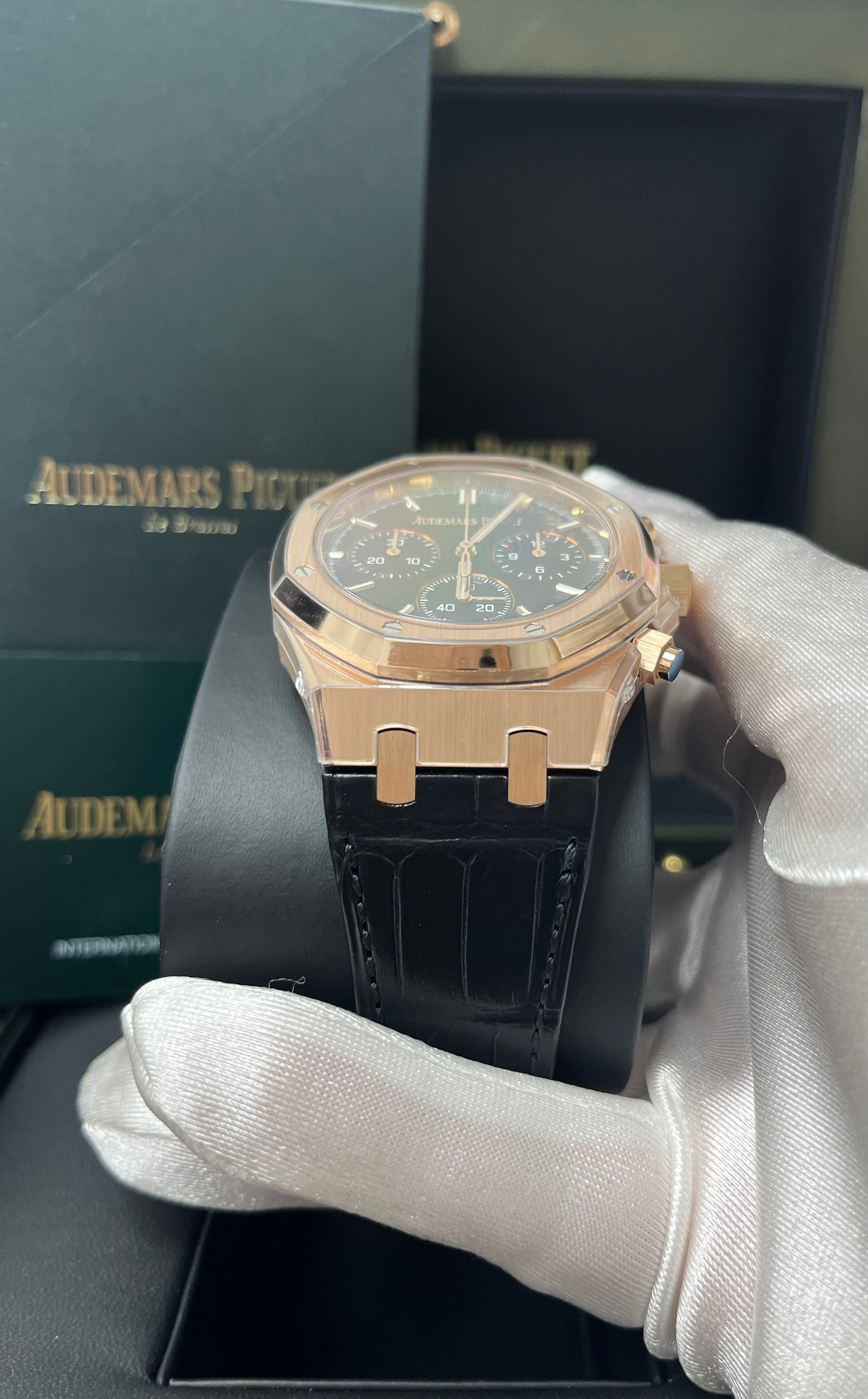 Audemars Piguet Royal Oak Selfwinding Chronograph 50th Anniversary Watch - Black Dial, Black Alligator Strap 26240OR.OO.D002CR.01 | Luxury Men's Timepiece for Business, Gala & Special Occasions