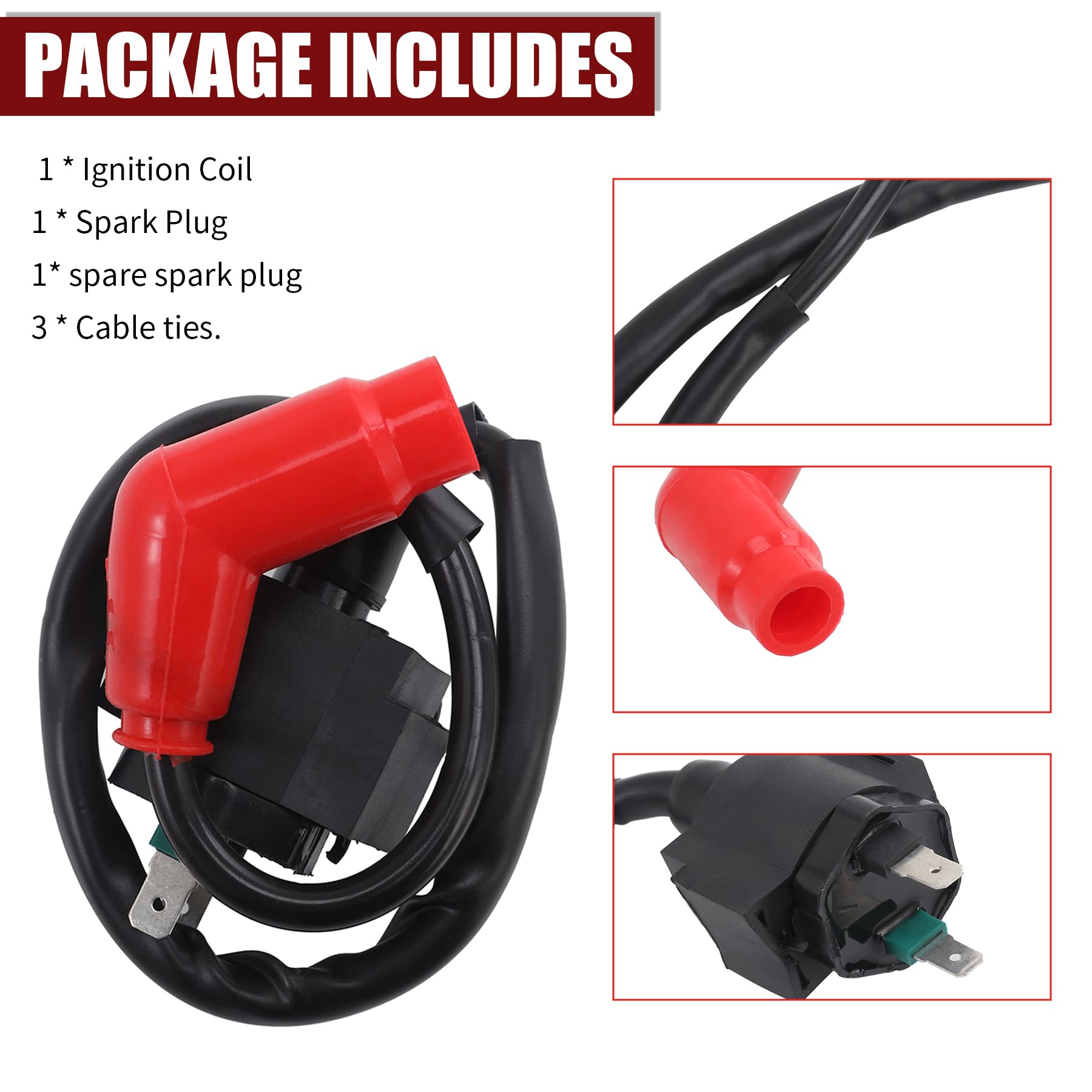 High Performance Ignition Coil Pack & Spark Plug Compatible with Honda TRX450, TRX350, Rancher 350, Foreman 400/450 - Perfect for ATV Off-Roading & Trail Riding Adventures