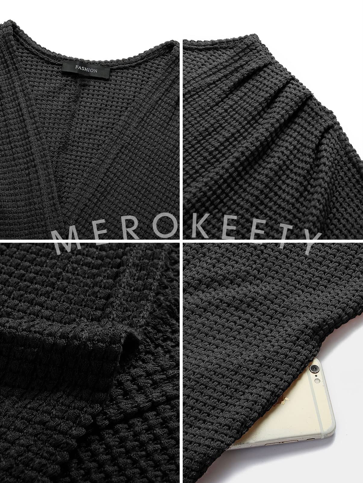 MEROKEETY Women's Waffle Knit Batwing Long Sleeve Cardigan - Loose Open Front Sweater Coat for Fall 2025 | Cozy Layering Piece for Office, Date Night & Autumn Outfits