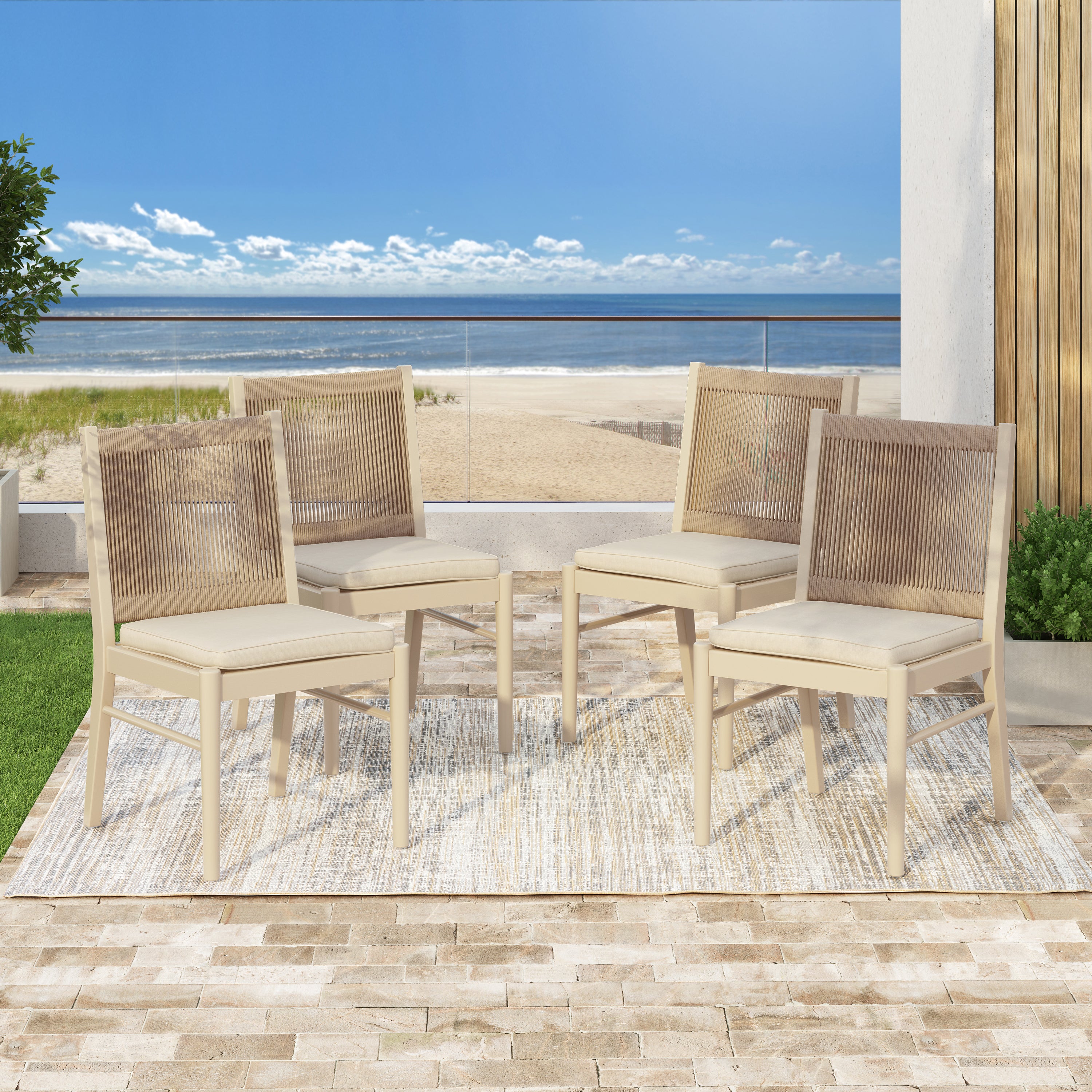 CORDOBA KD Dining Chair Set of 2 - Modern Wooden Kitchen Chairs with Upholstered Seat - Perfect for Dining Room, Kitchen, and Breakfast Nook