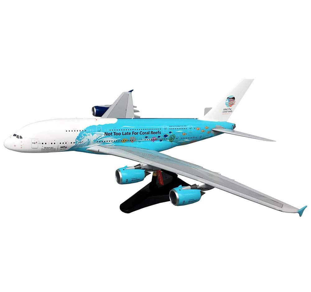 1/200 Scale CMO Airbus A380-800 Portugal HiFly Airlines Metal Die-Cast Model Plane - 14.3x15.7 Inch Collectible Aircraft for Aviation Enthusiasts, Home Office Decor & Unique Gifts for Pilots