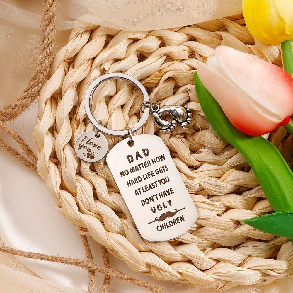 Personalized Engraved Keychain for Dad - Unique Father's Day Gift Idea, Birthday Present from Daughter - Perfect for Everyday Carry, Special Occasions & Keepsakes