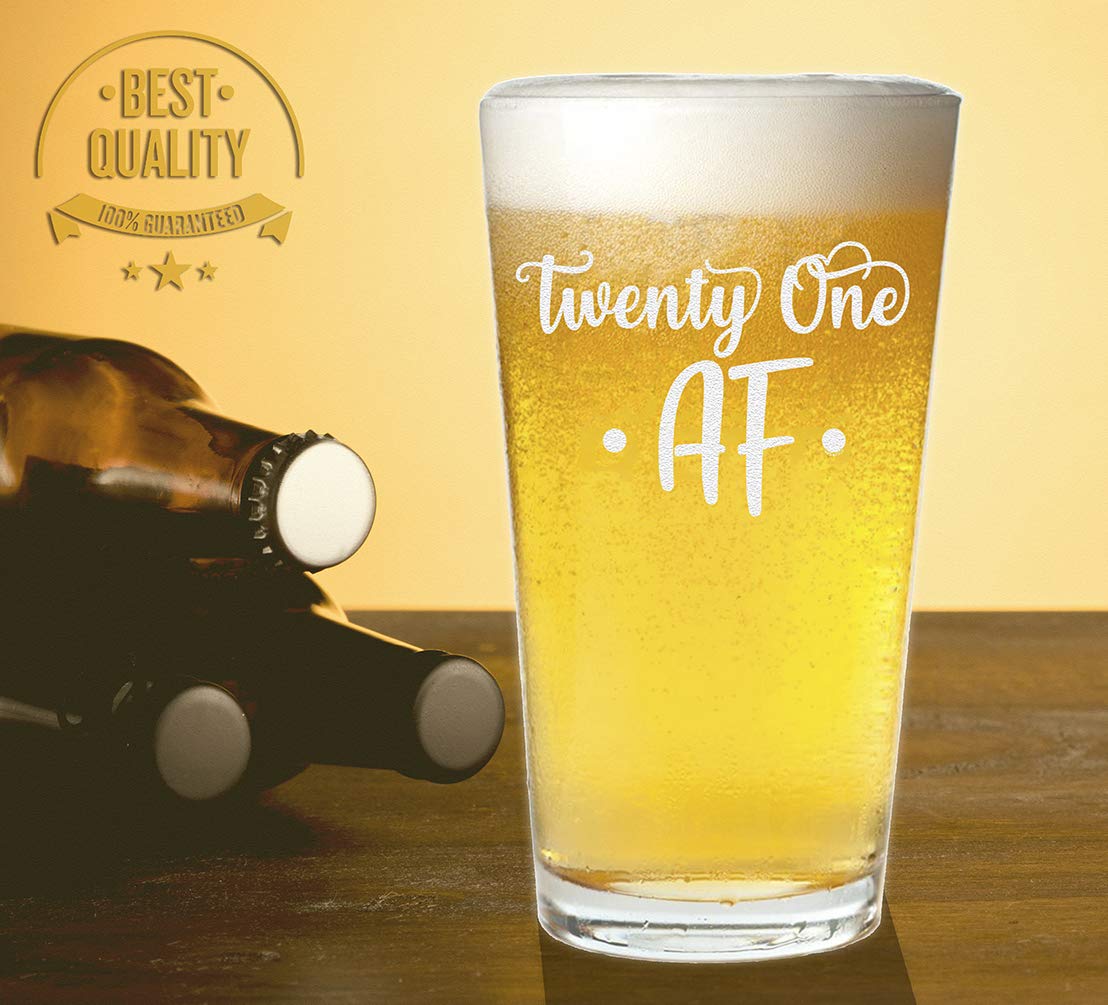 Veracco 21st Birthday Beer Glass - Pint Gift for Him & Her (Clear) - Party & Home Bar Use
