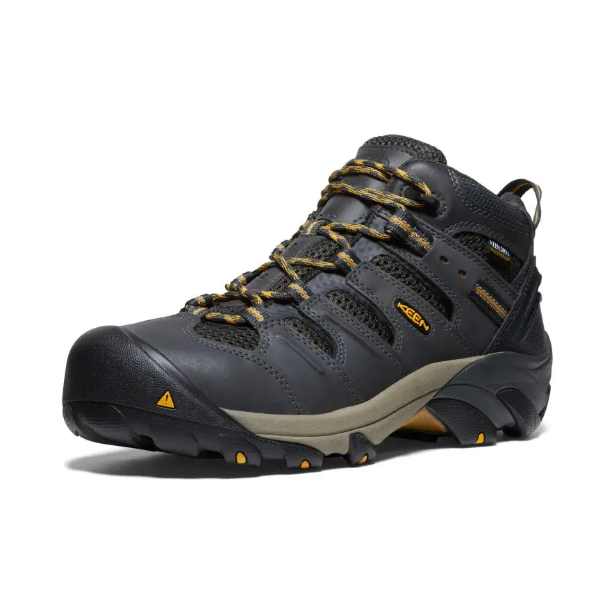 **Keen Lansing Steel Toe Work Boots - Waterproof, Safety Toe, Raven/Tawny Olive - Ideal for Construction, Warehouse & Outdoor Work**