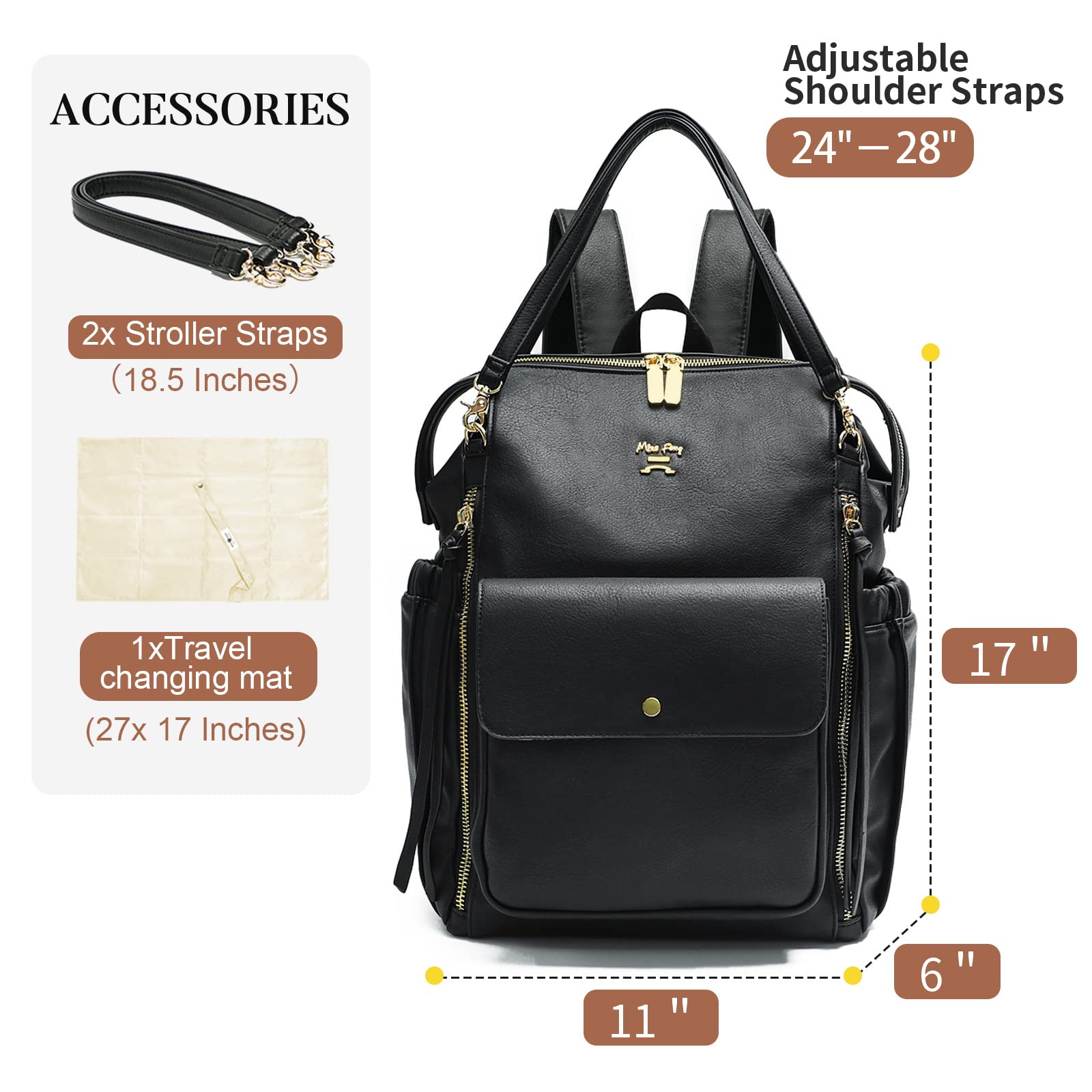 Miss Fong Mini Backpack for Women - Stylish Diaper Bag with Insulated Pocket, Organizer & Adjustable Straps | Perfect for Moms, Travel & Daily Use