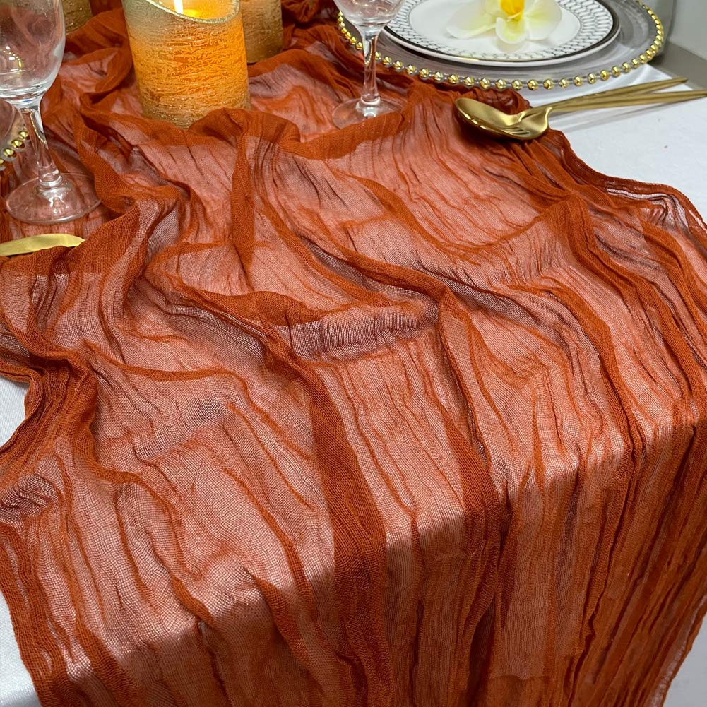 EHLDekol Cheesecloth Gauze Table Runner - 13ft Terracotta Wedding Decor for Arch Draping, Bridal Shower & Event Centerpieces | Perfect for Boho Weddings, Rustic Parties & Farmhouse Decor
