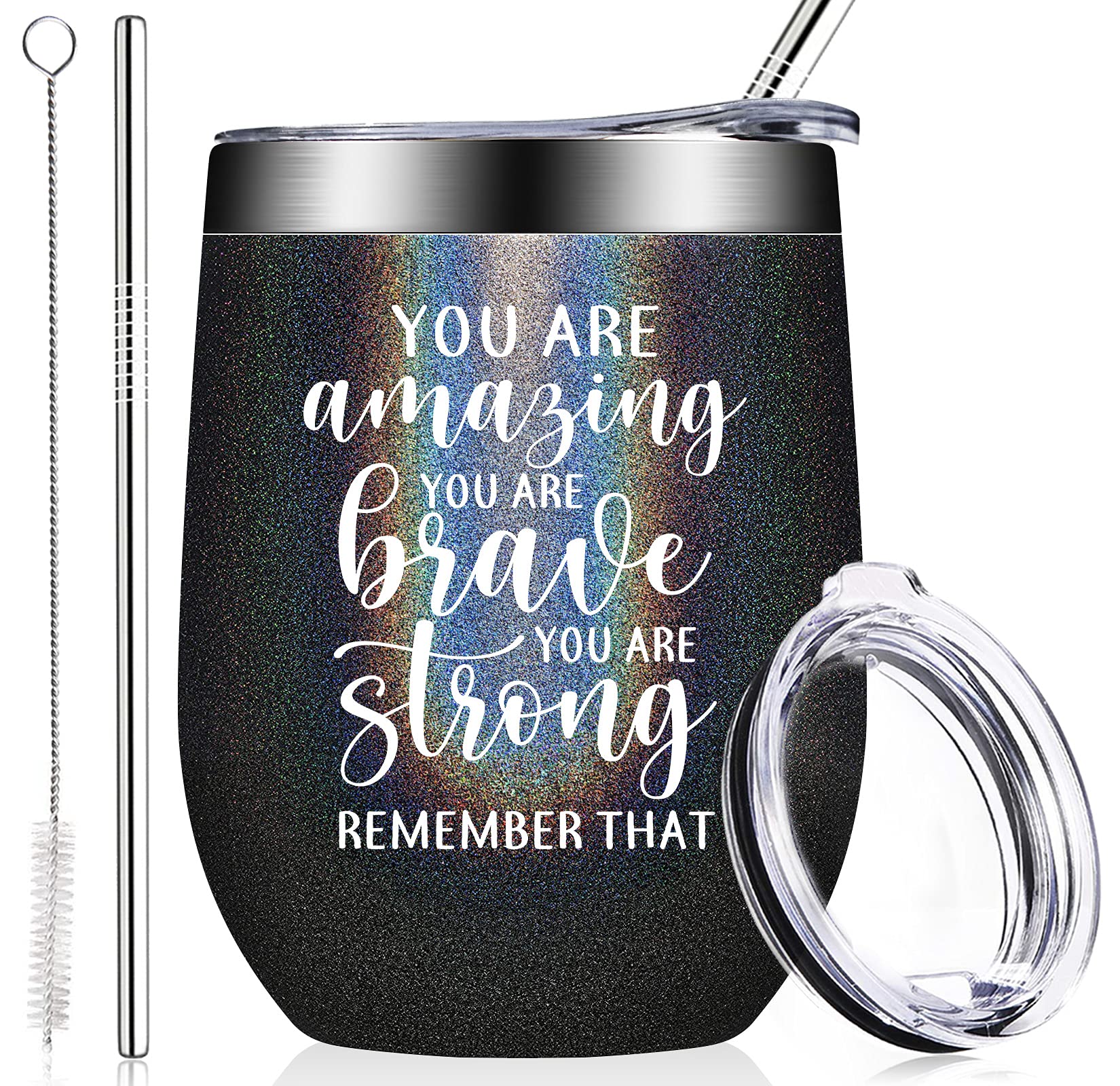 BIRGILT Inspirational Wine Tumbler for Women - 12oz Funny Motivational Gift for Teen Girls, Daughter, Coworker, Friends, Sister - Perfect for Mother's Day, Birthday, Christmas, Get Well Soon - Great for Office, Home, Travel & Outdoor Activities