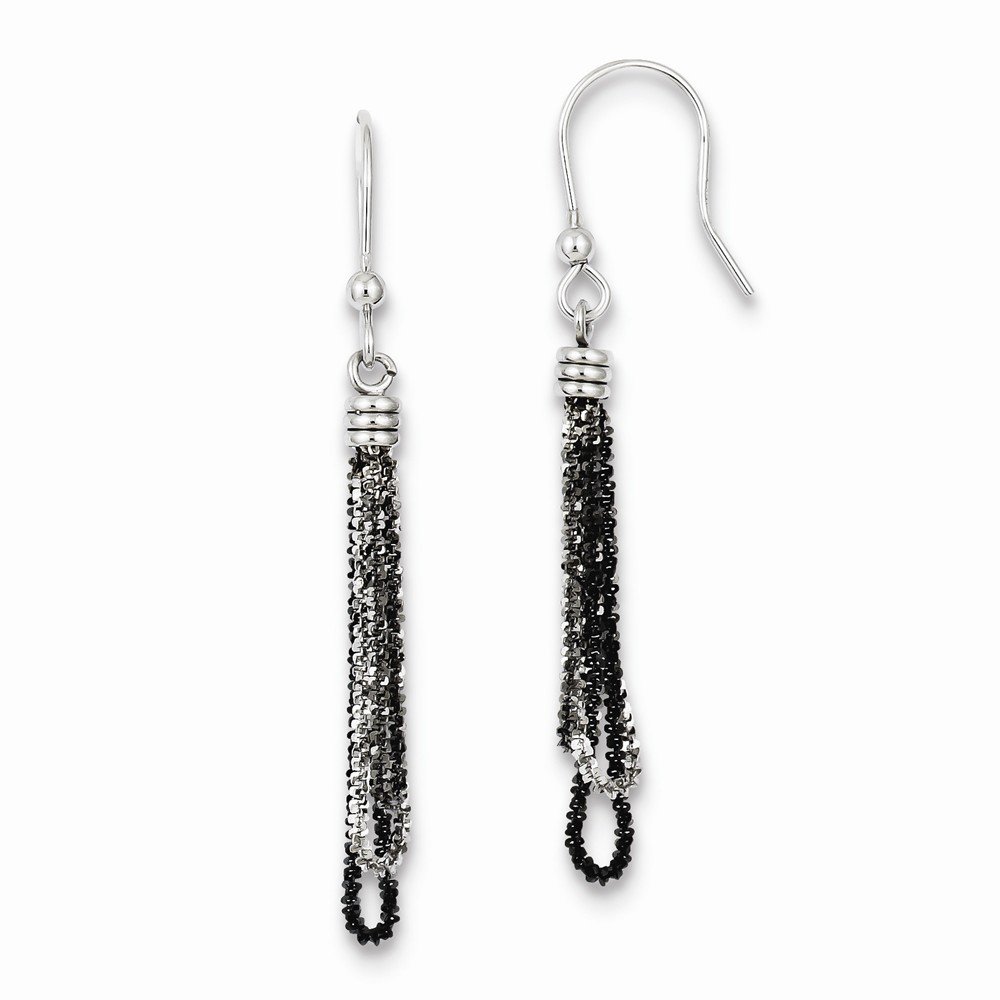 Sterling Silver Ruthenium & Black Rhodium Dangle Earrings for Women - Elegant Drop Chain Jewelry for Parties, Weddings & Evening Events
