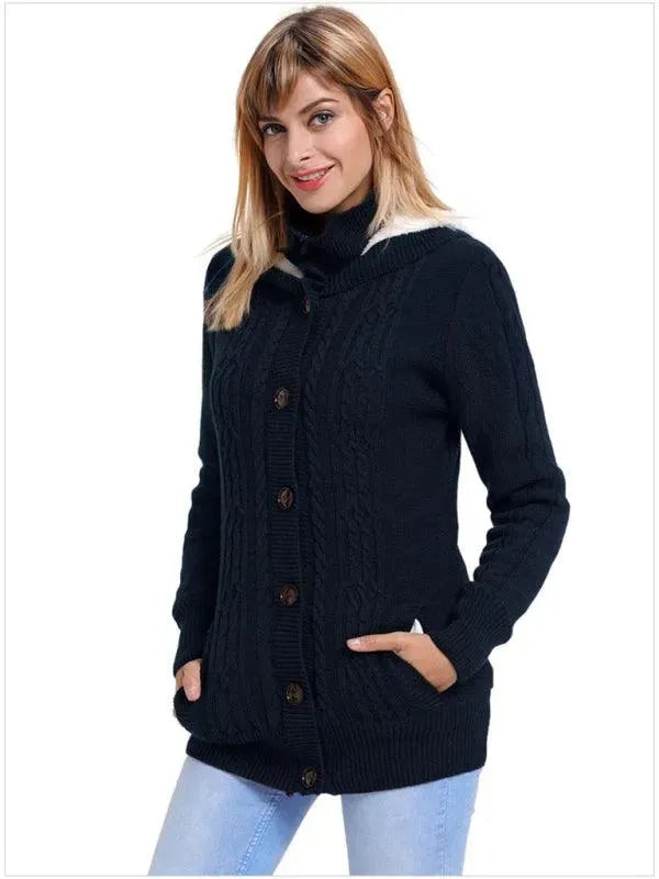 Cozy Casual Hooded Cardigan Sweater for Women - Soft Fleece Long Sleeve Open Front Jacket | Perfect for Fall, Winter, Lounge Wear & Outdoor Activities