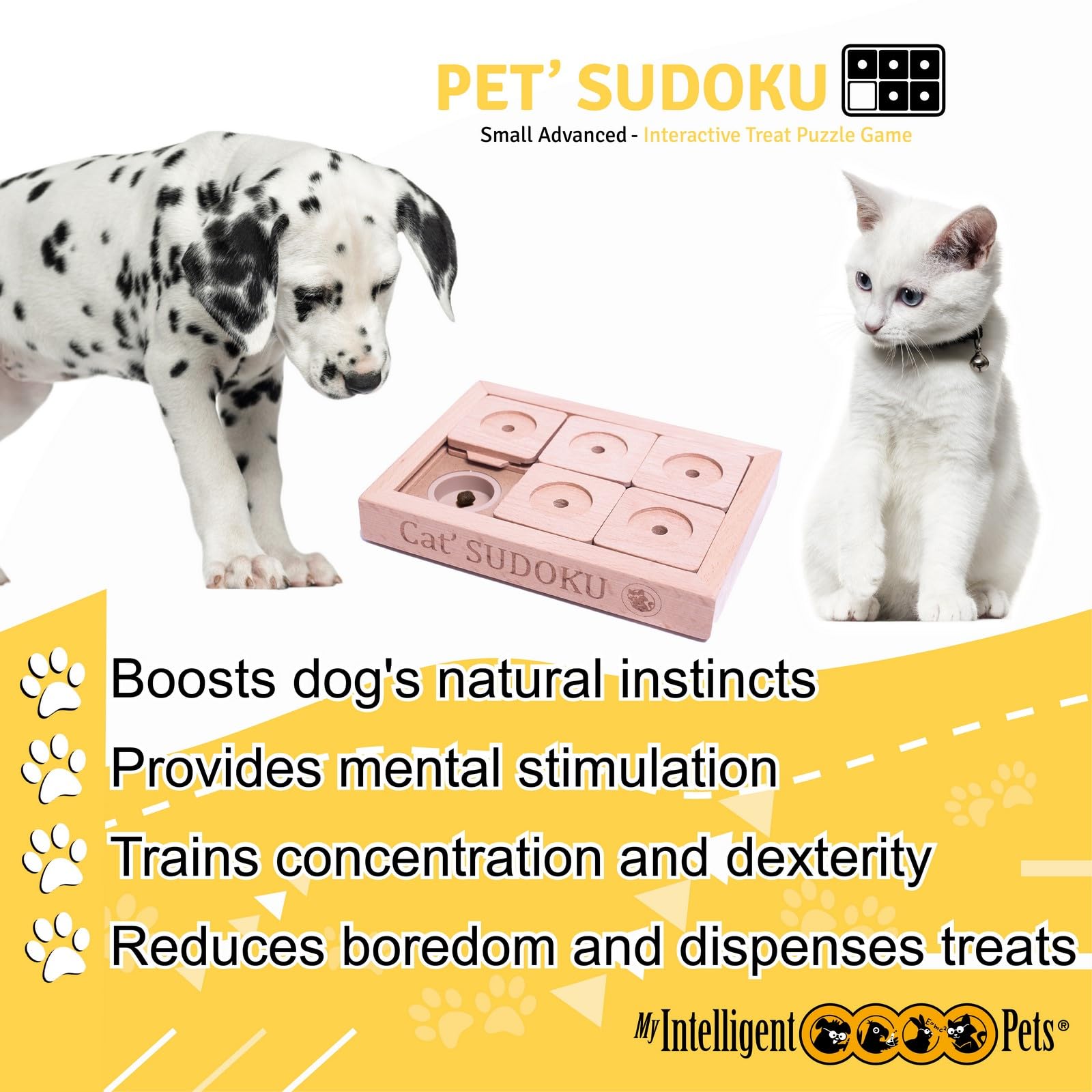 Interactive Wooden Sudoku Puzzle Toy for Cats and Dogs - Advanced Small Pet Intelligence Game for Training & Mental Stimulation - Perfect for Indoor Play, Boredom Relief, and Smart Pet Entertainment