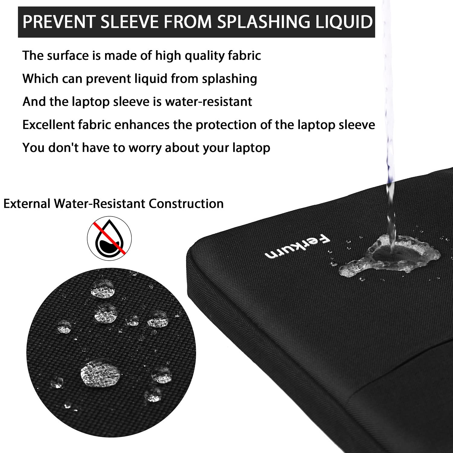 Ferkurn 15.6 Inch Waterproof Laptop Sleeve Case - Compatible with MacBook Air 15 M3/M2 (2023-2024), MacBook Pro 15/16 (2019-2023), HP Envy x360, Dell XPS 15, Lenovo & Asus - Perfect for Travel, Office & School Use
